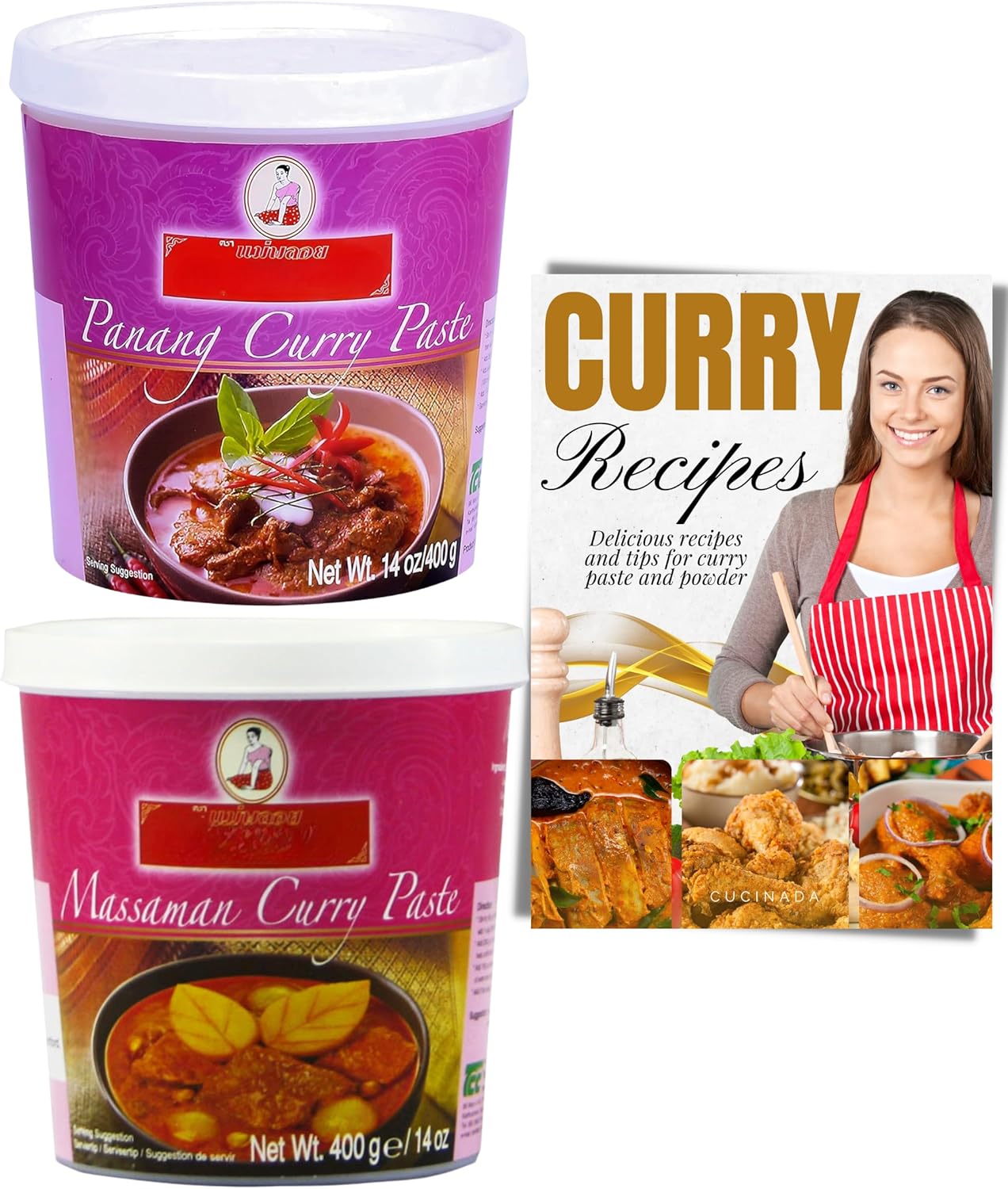 Massaman & Panang Thai Curry Paste (400 g x 2) with Curry Recipe Leaflet | Easy to Use Thai Paste for Tastier Home Meals