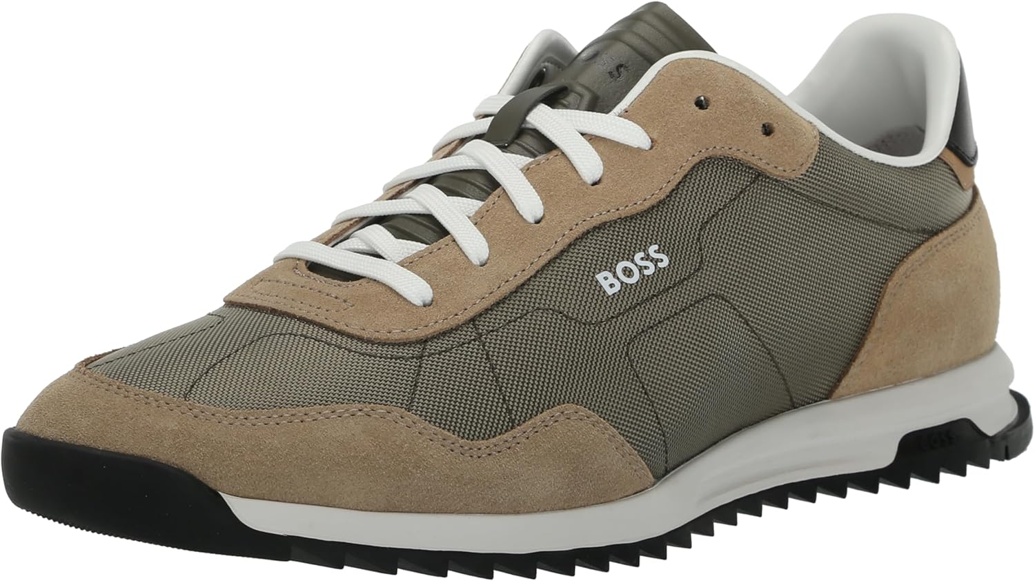 BOSS Men's Zayn Low Profile Suede Leather Two Tone Sneaker