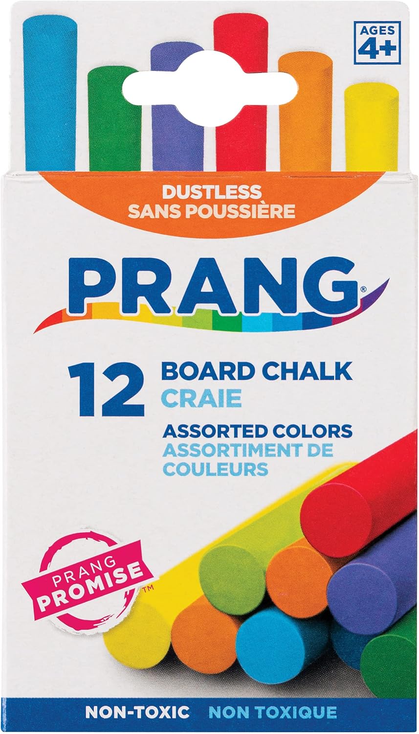 Prang Board Chalk, Assorted Colors, 12 Count