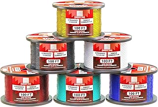 12 Gauge Wire Combo 6 Pack 12V 100'FT per Roll (600 ft Total) 12 Gauge Auto Wire Copper Clad Aluminium Low Voltage 12 Gauge Wire