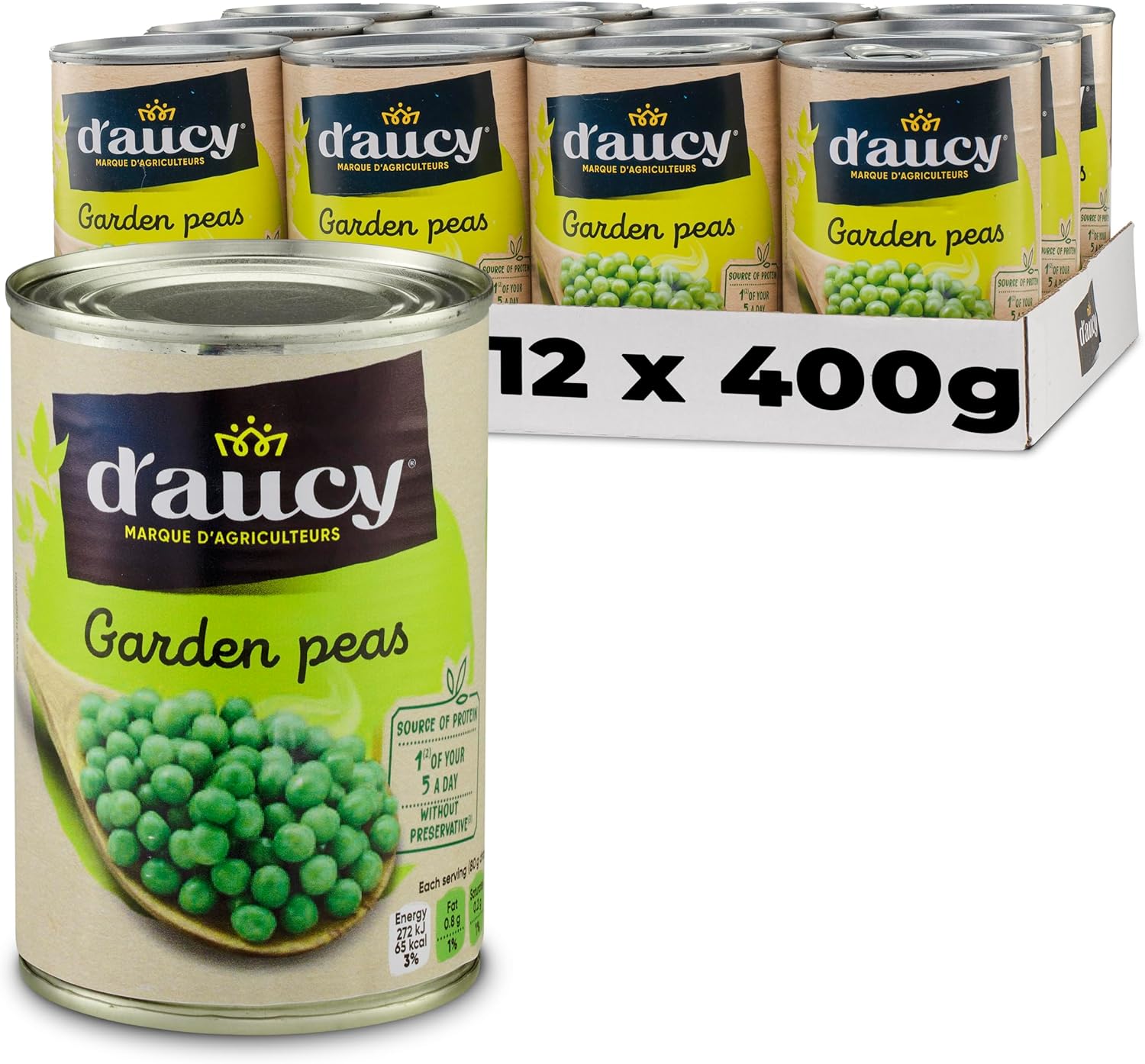 D'Aucy Garden Peas 400 g (Pack of 12)