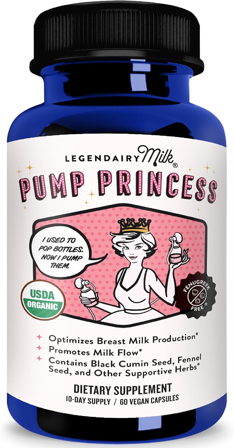 Legendairy Milk Pump Princess Lactation Supplement - Breastfeeding Supplements for Milk Supply Increase and Milkflow - Organic Black Cumin, Fennel and Dill Seeds, Fenugreek Free - 60 Capsules