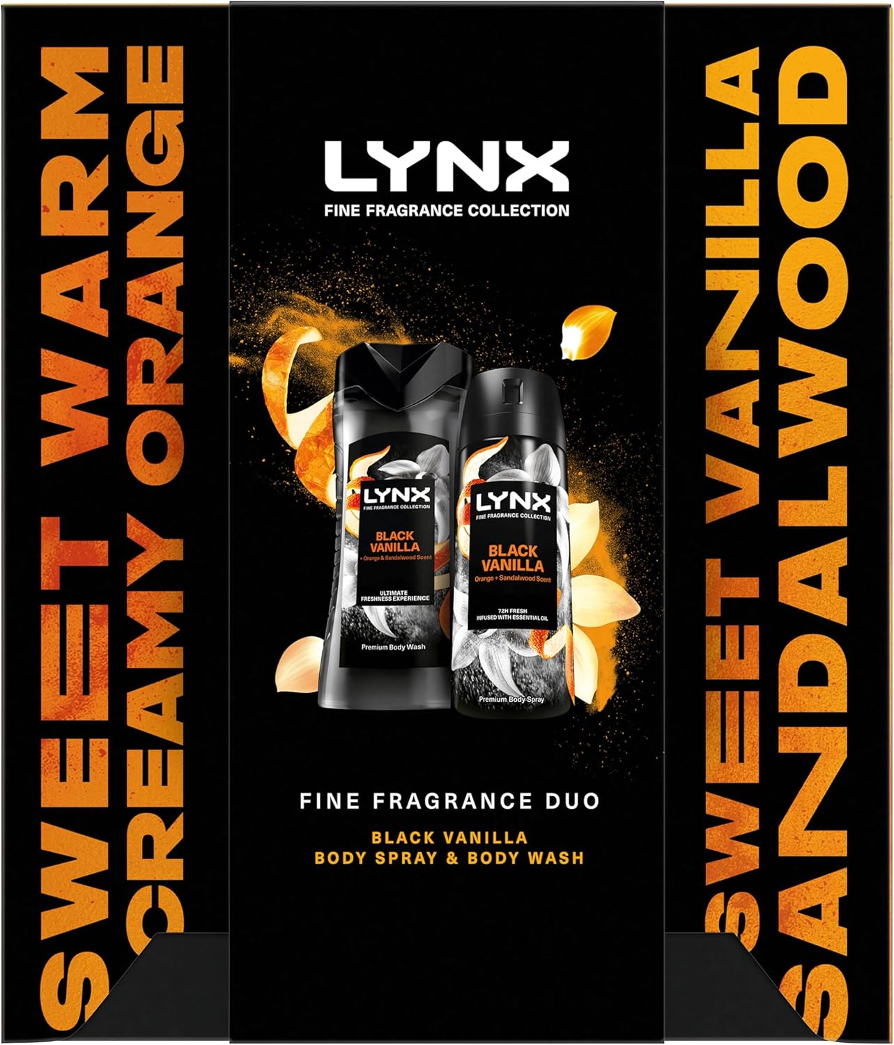 Lynx Black Vanilla Fine Fragrance Duo Gift Set with a body spray and a body wash perfect for any occasion 2 piece