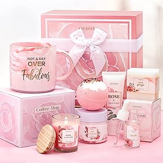 LUCOTIYA Birthday Gifts for Women Best Spa Gifts Baskets Box for Her Wife Mom Best Friend Mother Grandma Bday Bath and Body Kit Sets Self Care Present Beauty Products Package Rose Scent