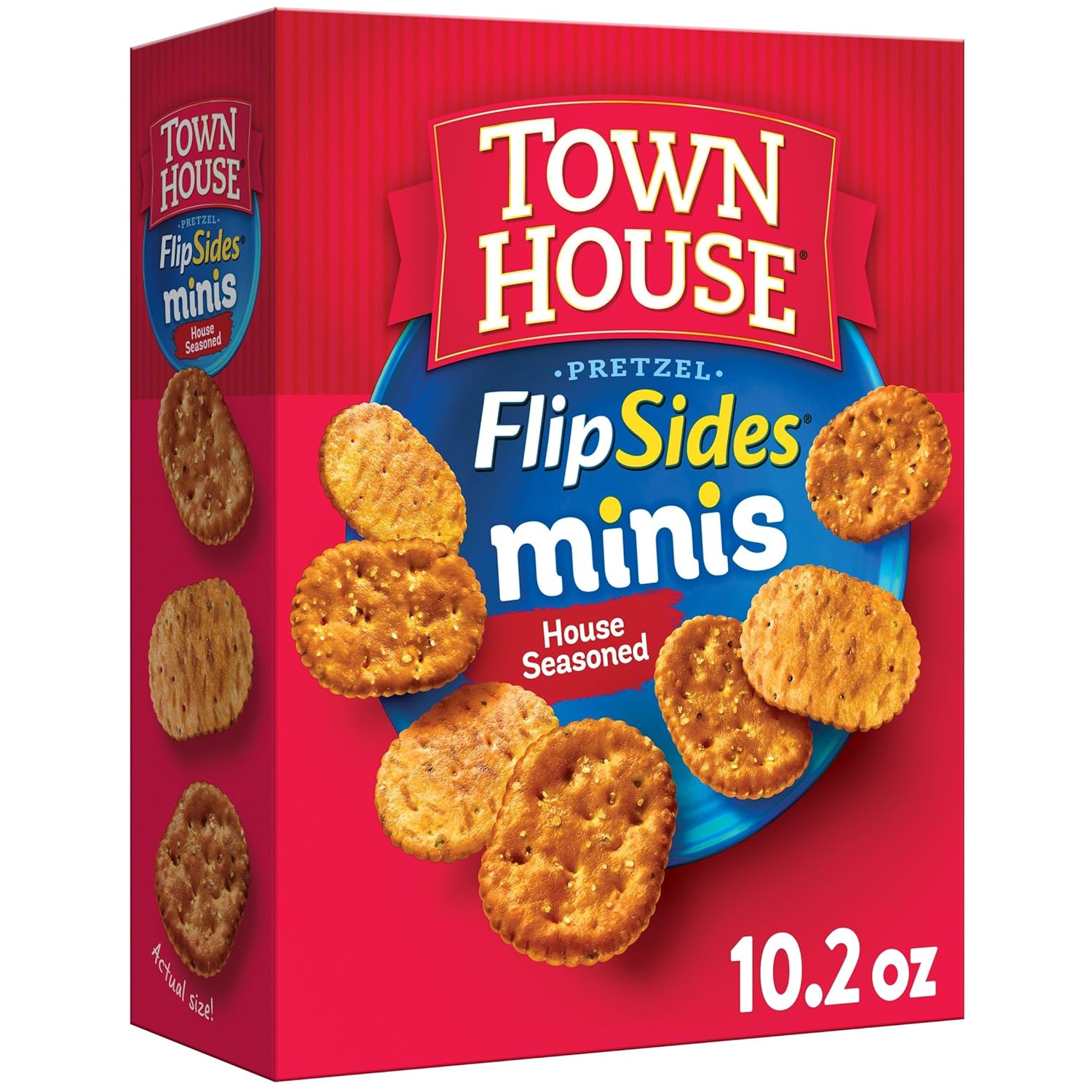 Town House FlipSides Minis Oven Baked Crackers, Lunch Snacks, Mini Snack Crackers, House Seasoned, 10.2oz Box (1 Box)