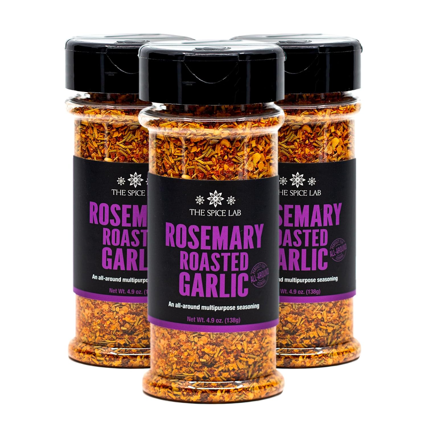 The Spice Lab Rosemary Roasted Garlic Seasoning - Gluten Free & Non GMO Italian Olive Oil Dipping Spices - All Natural Pizza Sauce & Poultry Seasoning - 3-5.1 oz Shaker Jar – 7602