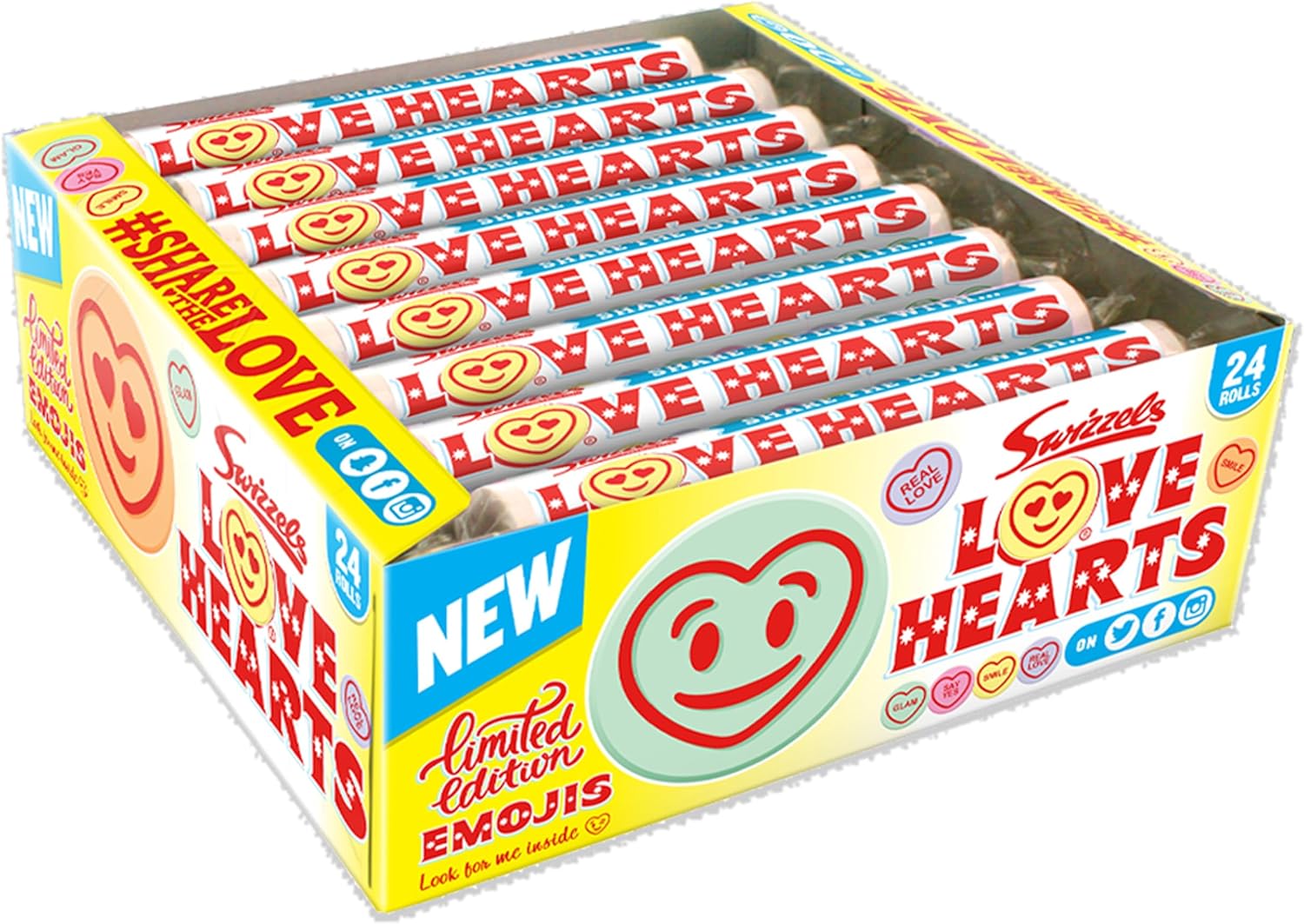 Swizzels Giant Love Hearts ,24 Count (Pack of 1)