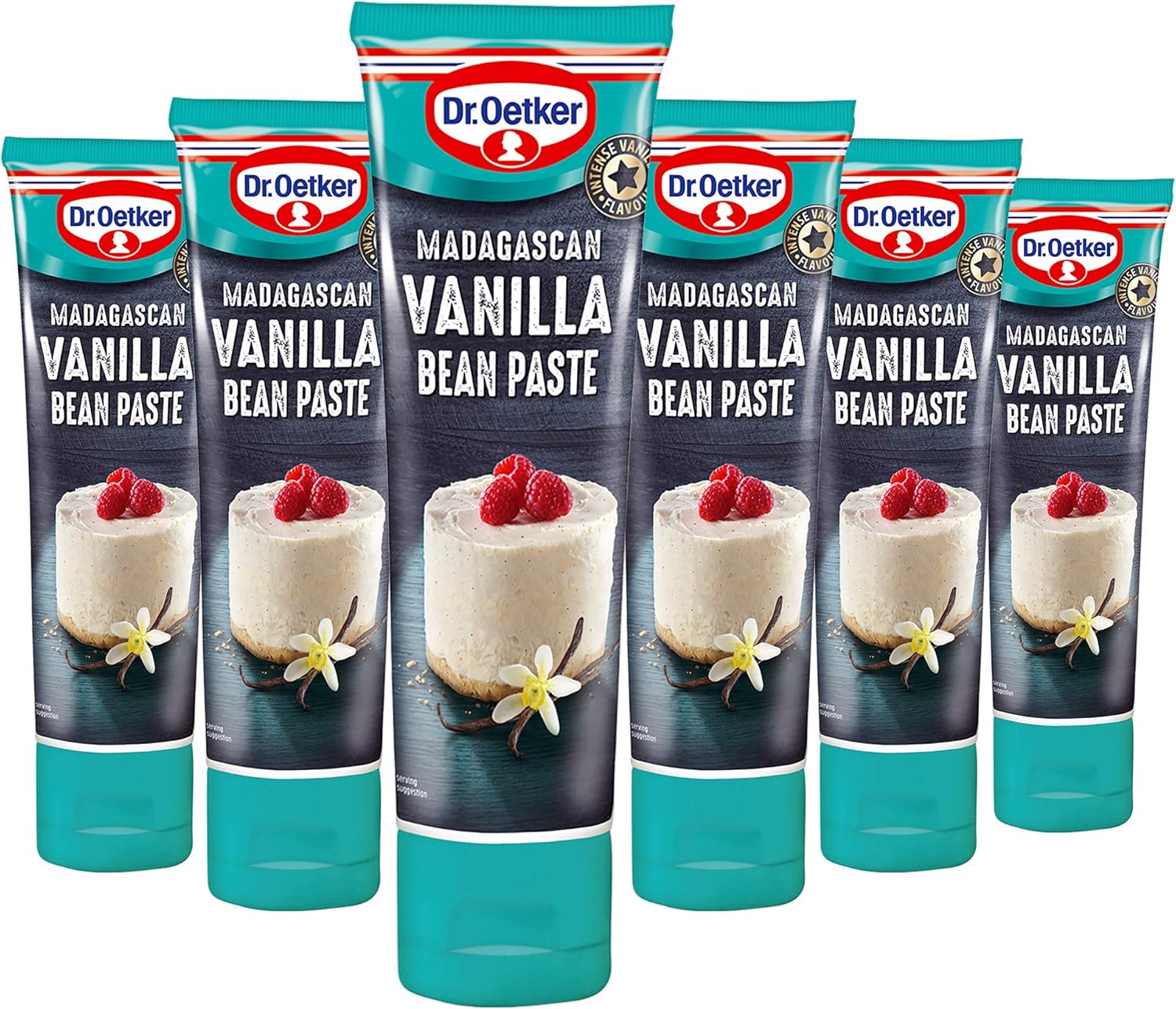Dr. Oetker Madagascan Vanilla Bean Paste, Pod & Essence Substitute Used as flavouring Suitable for Vegan Baking in Buttercream Icing, Frosting, Cake mixes, Multicoloured, 600 g , Pack of 6x100g