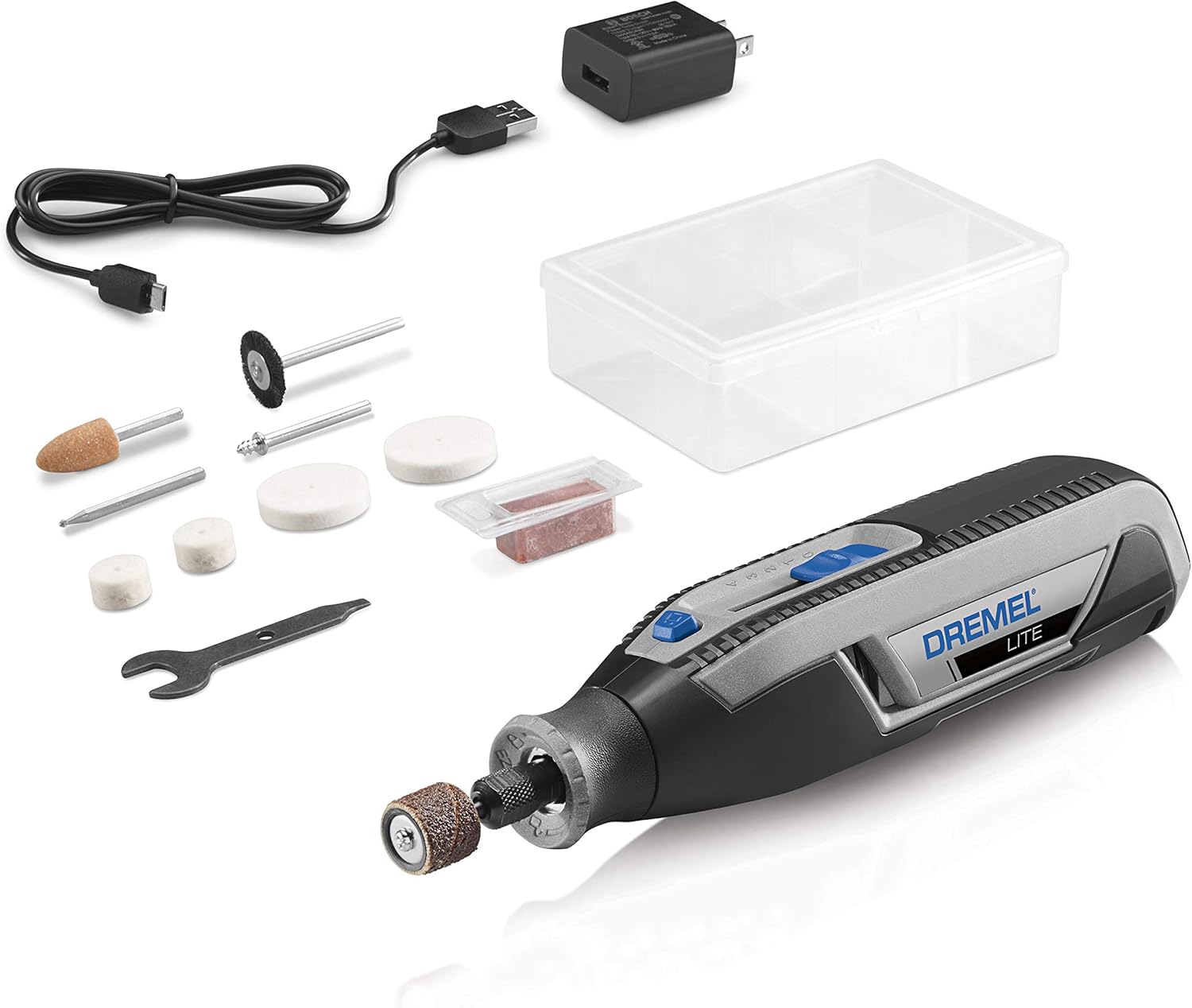 Dremel Lite 7760 N/10 4V Li-Ion Cordless Rotary Tool, Variable Speed Multi-Purpose Kit, USB Charging, Easy Accessory Changes - Perfect For Light-Duty DIY & Crafting, Sanding, Engraving and Polishing