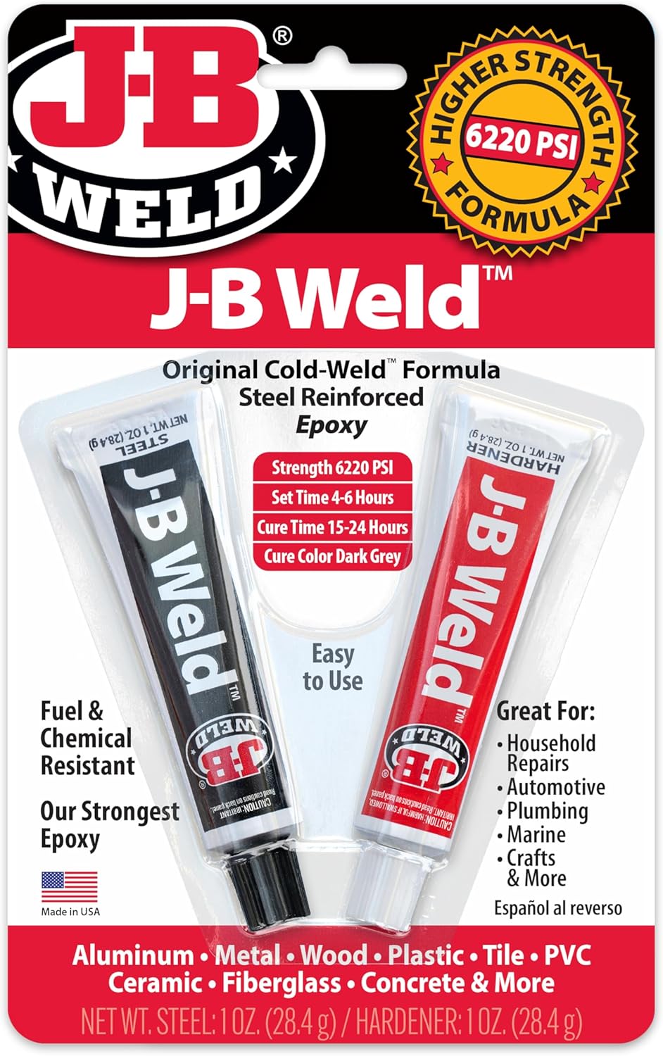 JB Weld Original Cold-Weld 8265-SUK steel reinforced with epoxy resin - dark grey (packaging may vary)