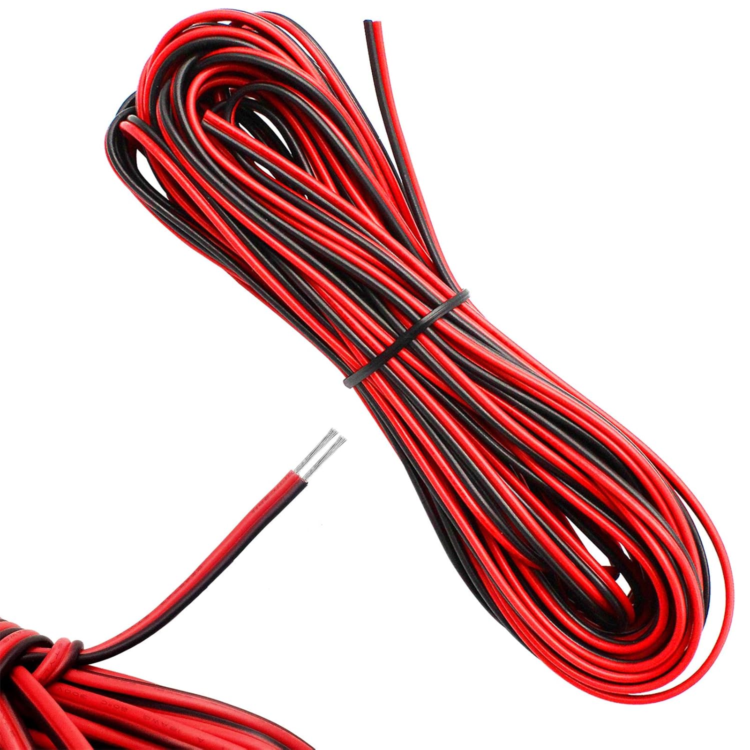 10 Meter 22AWG Electrical Wire 2 Core Black Red Wire Cable 22 Gauge Flexible Extension Cable Tinned Copper Wire for Led Strip Light Single, Wear-Resistant, Oxidation Resistance