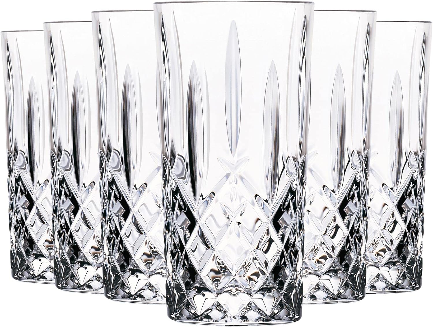 RCR 6X 396ml Crystal Glass Highball Glasses Orchestra Range Hi-Ball Cocktail Juice Tumblers Glass Set - Gift Boxed - Made in Italy Crystal