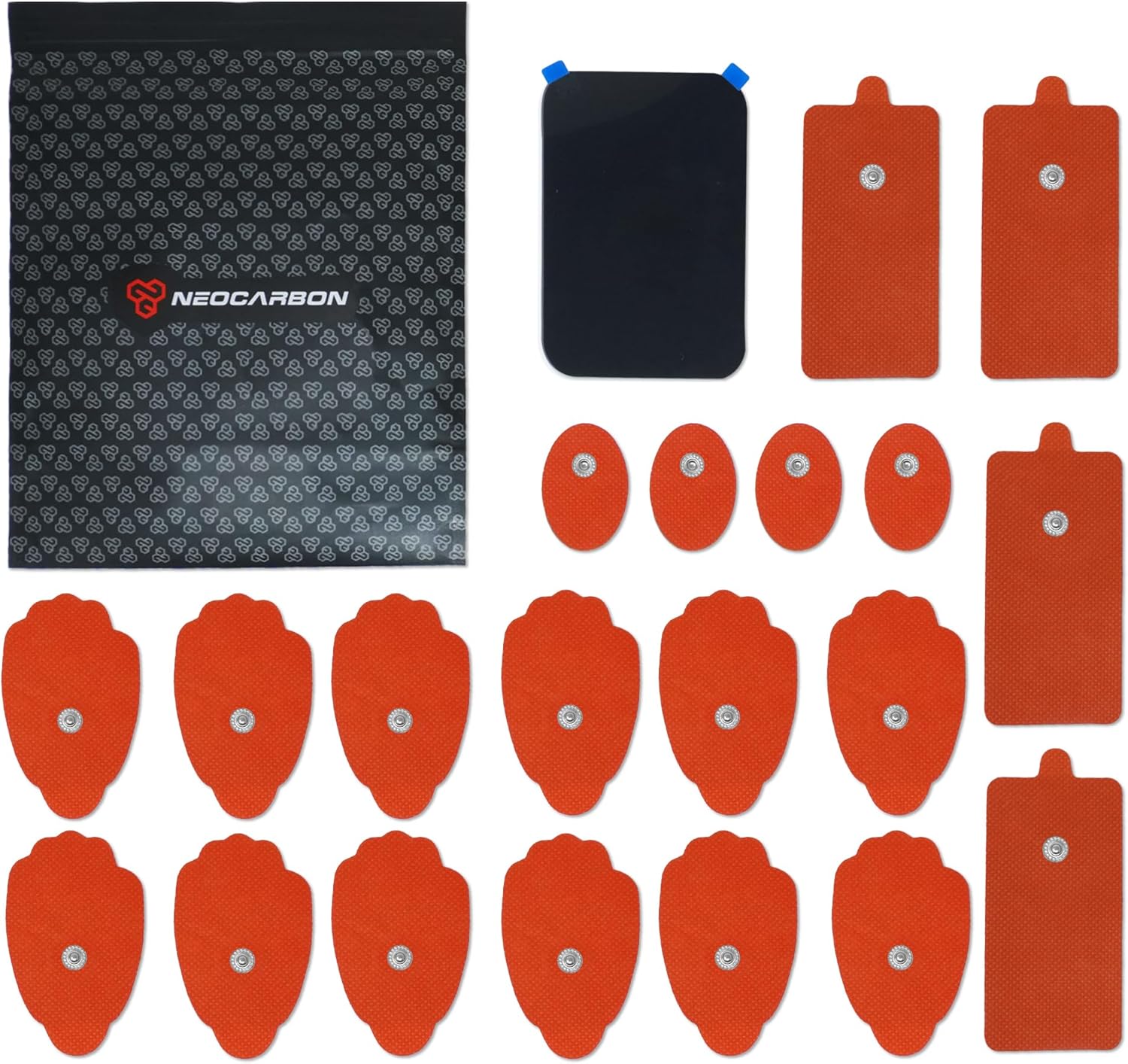 Reusable Electrode Pads for TENS EMS Unit, 20 Replacement Premium Pads and 1 Plastic Holder, FSA/HSA Eligible, Red
