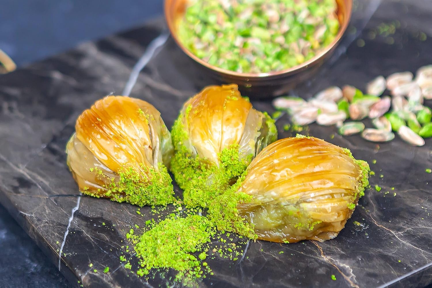 Gulluoglu Mussel Shaped Pistachio Baklava, 10 Pieces (1.1 lb-500 gr), daily fresh shipment from Istanbul/Turkey