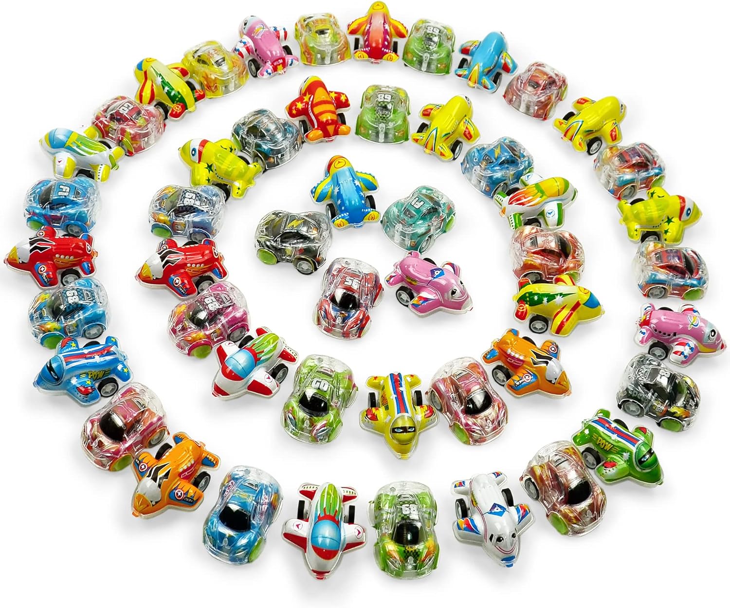 Vileafy 50 Pull Back Cars and Planes Bulk Set– Treasure Box Toys for Classroom, Party Favors for Kids 3-5,Carnival Prizes and Goodie Bags Stuffers for Boys and Girls