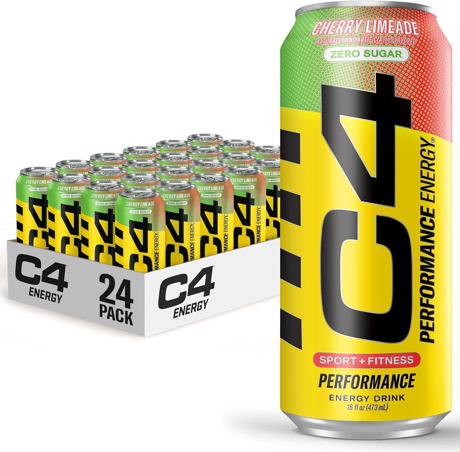 C4 Original Sugar Free Energy Drink 16oz (Pack of 24) | Cherry Limeade | Pre Workout Performance Drink with No Artificial Colors or Dyes