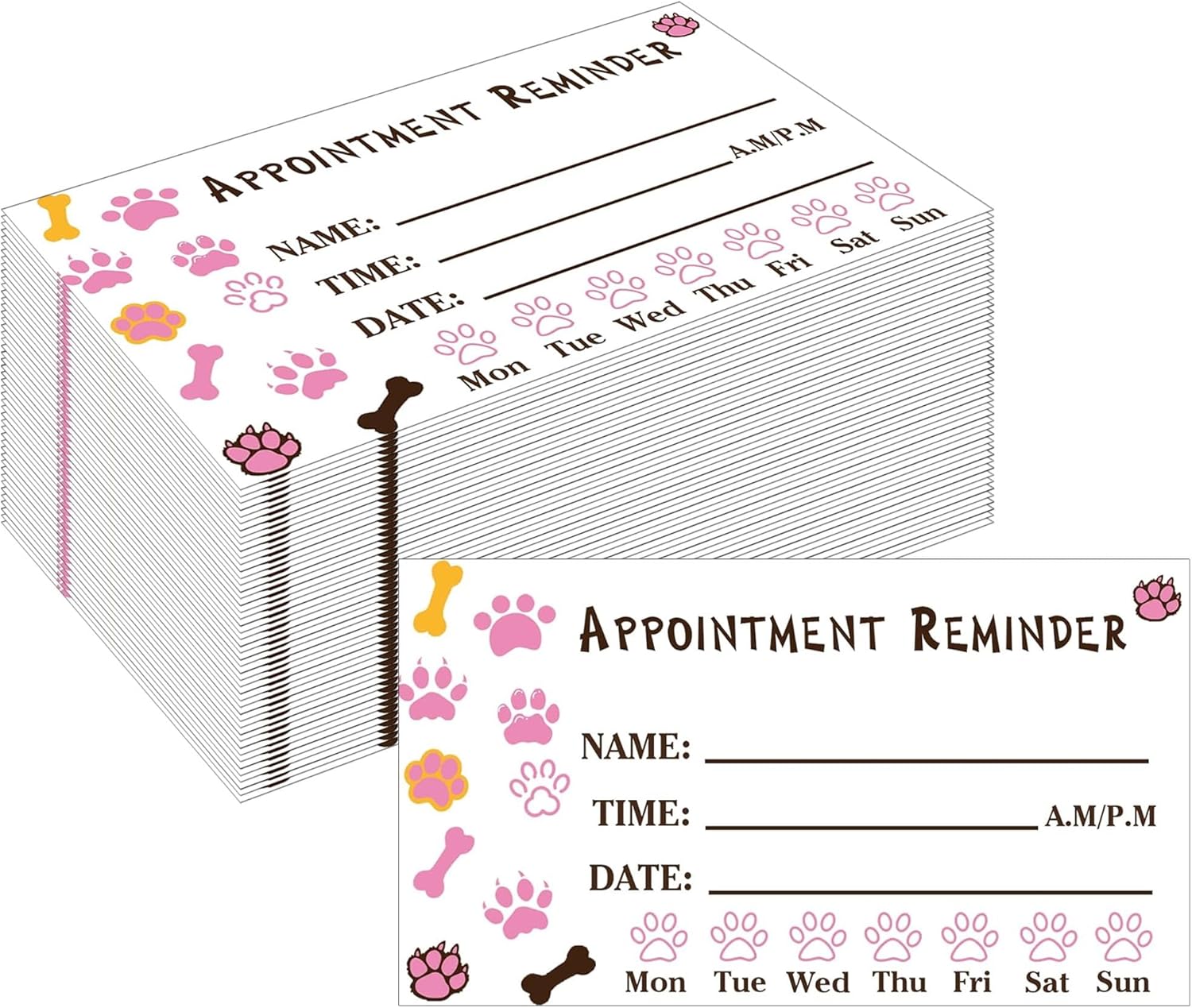 Pet Grooming Appointment Reminder Cards 2 x 3.5inch Paw Prints Appointment Business Cards Groomings Report Card 100 Pcs appointment cards for Dog Grooming,Client Reminder, Vet Office, Pet Care