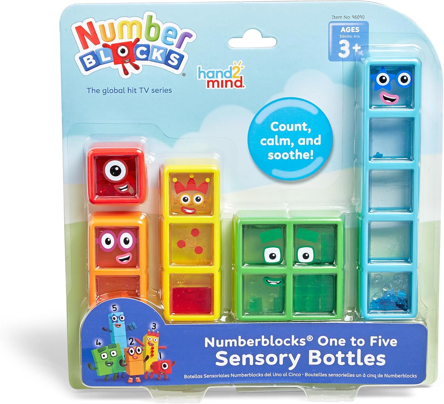 hand2mind Numberblocks One to Five Sensory Bottles, Numbers for Toddlers, Counting Toys, Calming Sensory Fidget Toys, Calm Down Corner Supplies, Social Emotional Learning, Birthday Gifts for Kids