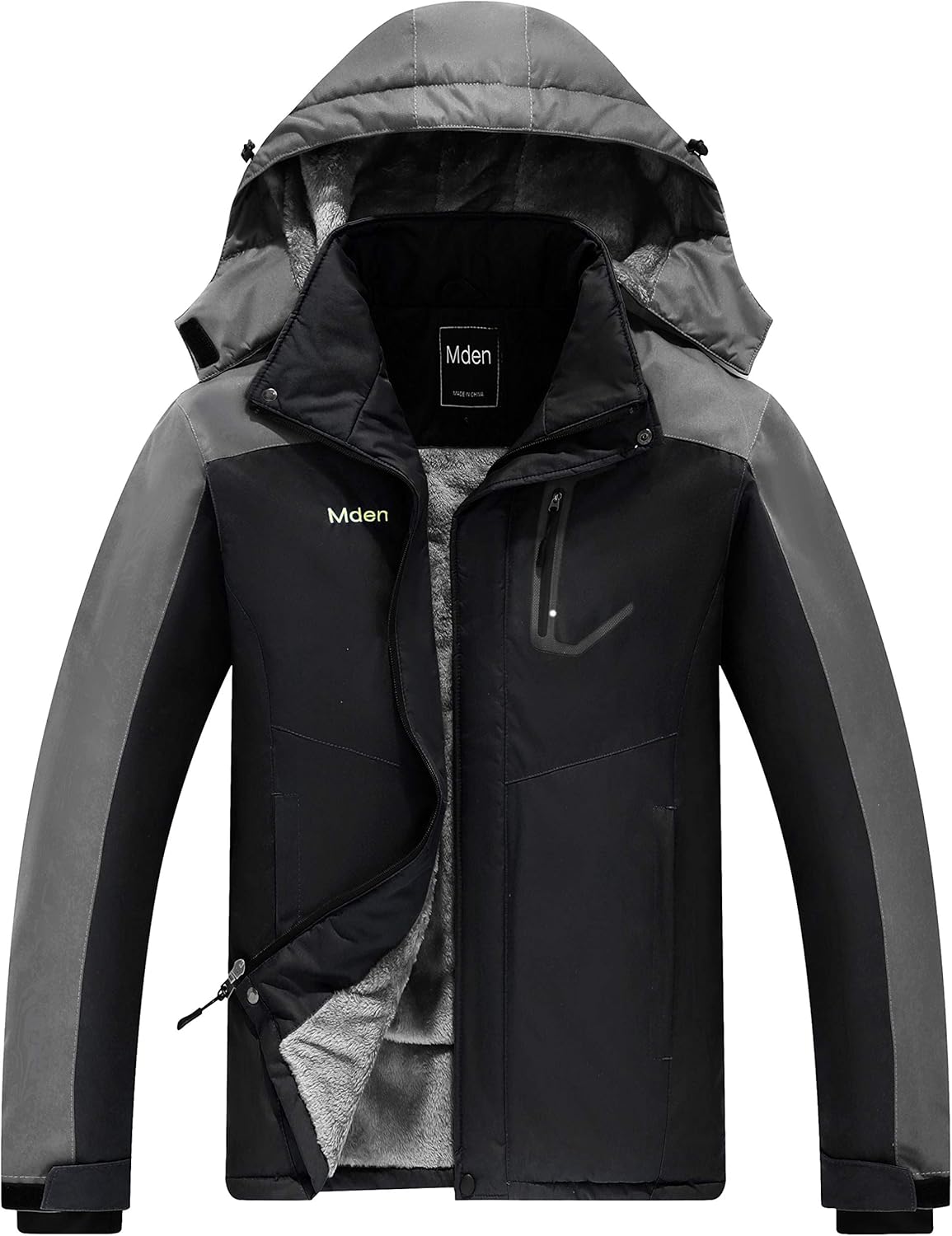 Men's Mountain Waterproof Ski Jacket Windproof Rain Jacket Fleece Snow Winter Coat