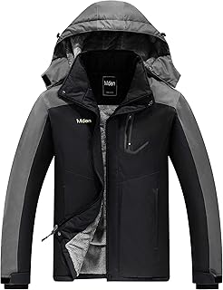 Men's Mountain Waterproof Ski Jacket Windproof Rain Jacket Fleece Snow Winter Coat