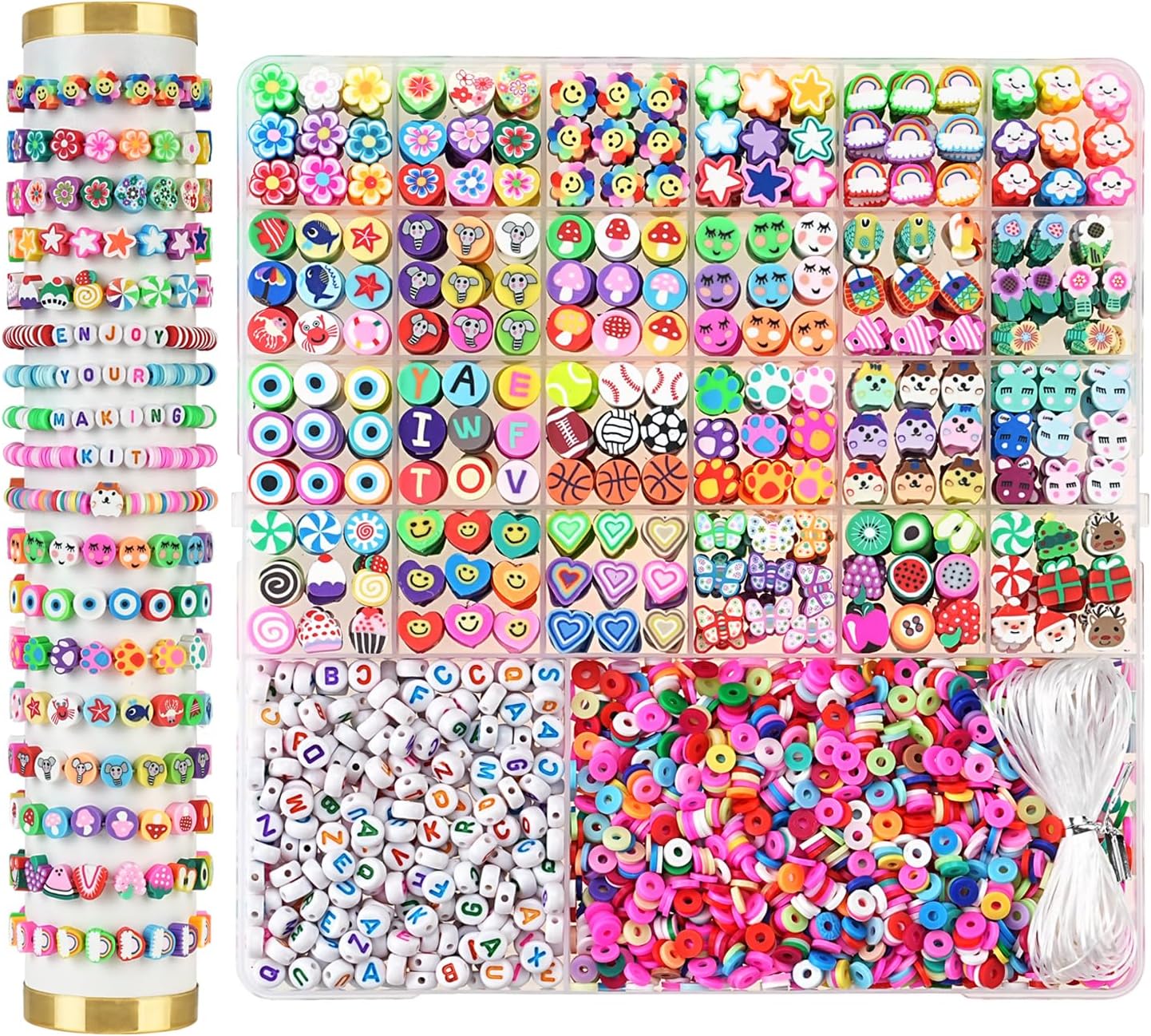 Jollin 2300pcs Polymer Clay Beads Friendship Bracelet Making kit Cute Fun Charms Beads for Bracelet Jewelry Making DIY Arts Crafts Birthday Gifts Toys for Kids Girls Age 6-13