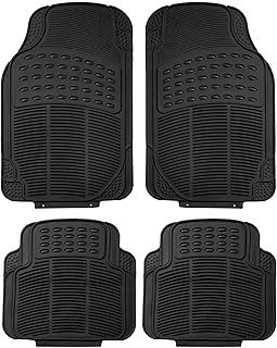 FH Group Automotive Floor Mats - Heavy-Duty Rubber, Universal Fit Full Set, ClimaProof, Trimmable For Most Cars, Sedan, SUV, Truck, Black