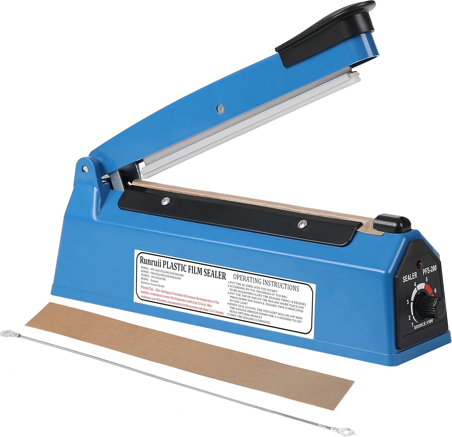 Impulse Heat Sealer Manual Bags Sealer Heat Sealing Machine 12 Inch Impulse Sealer Machine for Plastic Bags PE PP Bags with Extra Replace Element Grip