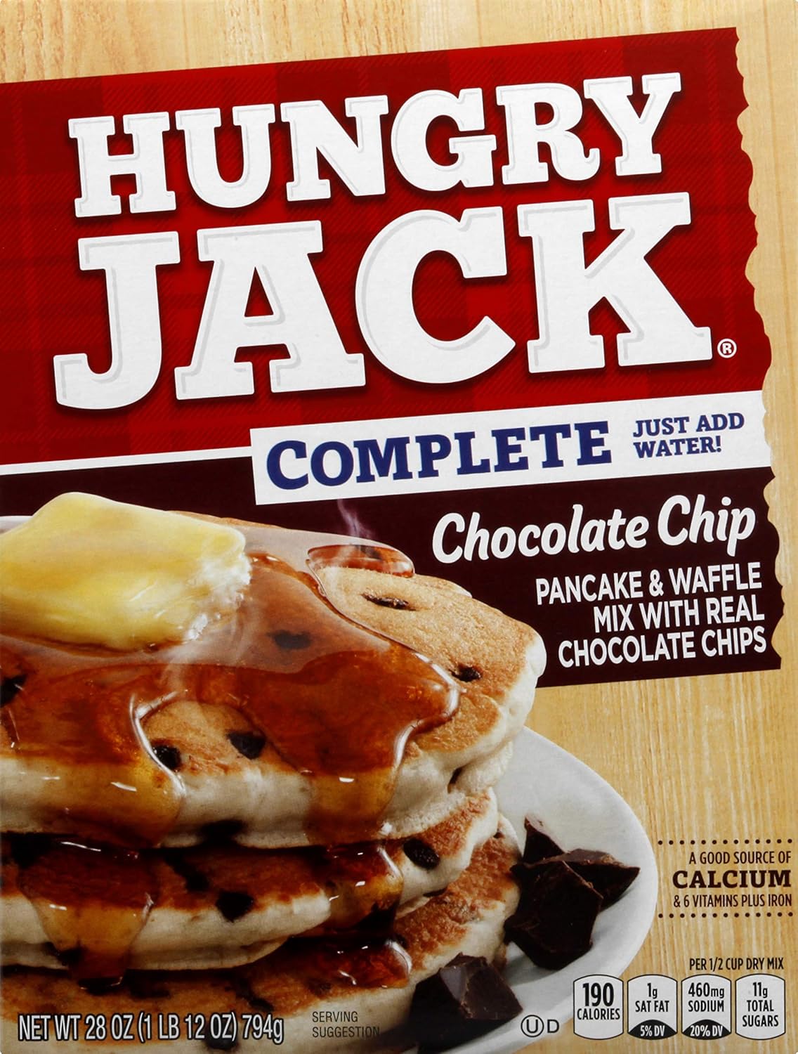 Hungry Jack Complete Chocolate Chip Pancake and Waffle Mix, 28 Ounce (Pack of 6)