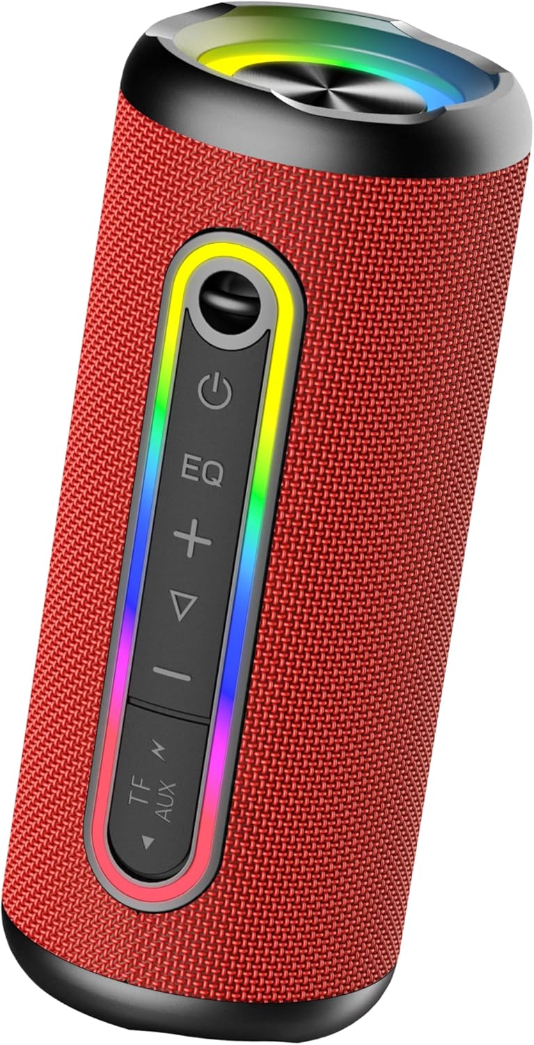 TIMU Powerful 30W Portable Bluetooth Speaker with 3 EQ Modes, IPX7 Bluetooth Speaker 5.4 TWS Pairing, 30H Autonomy with 3 Adjustable RGB Lights, Support Micro-Con, AUX, TF