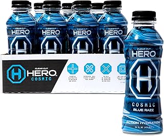 Clear Cut Hero (HeroAid) Sports Drink, Cosmic Blue Razz | Official Finisher Beverage of Spartan | 670mg of Essential Electrolytes, Natural Flavors & Ingredients, Low-Calorie | 16 Fl Oz (Pack of 12)