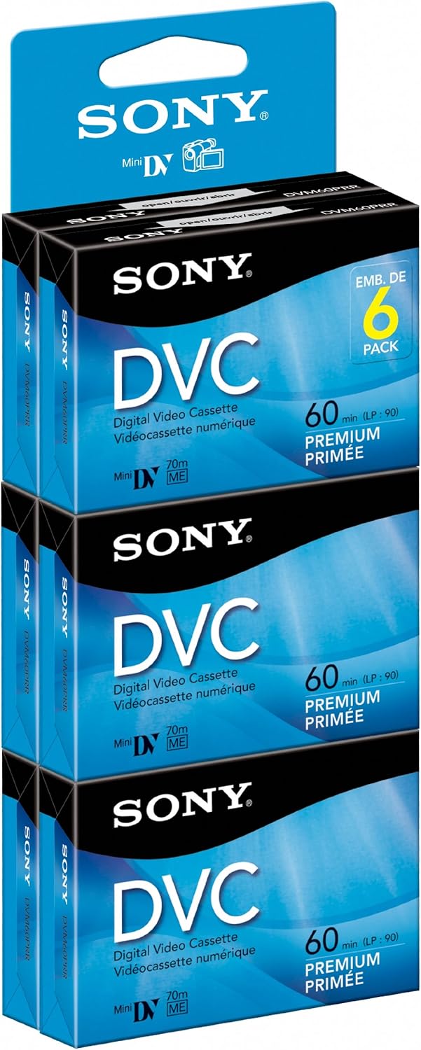 Sony DVM60PRR/6C 6-Pack 60-Minute Premium DVC with Hangtab