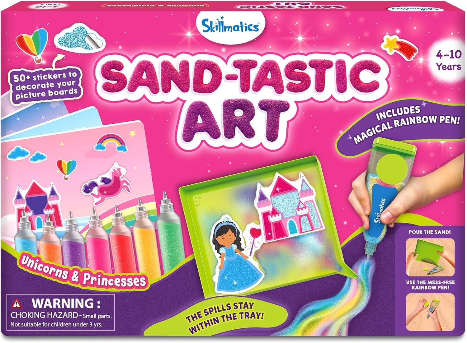 Skillmatics Sand Art Activity - Unicorns & Princesses, Create & Stick 50+ Colorful Stickers, Craft Kits & Supplies for Kids, Gifts for Girls & Boys Ages 4, 5, 6, 7, 8, 9, 10