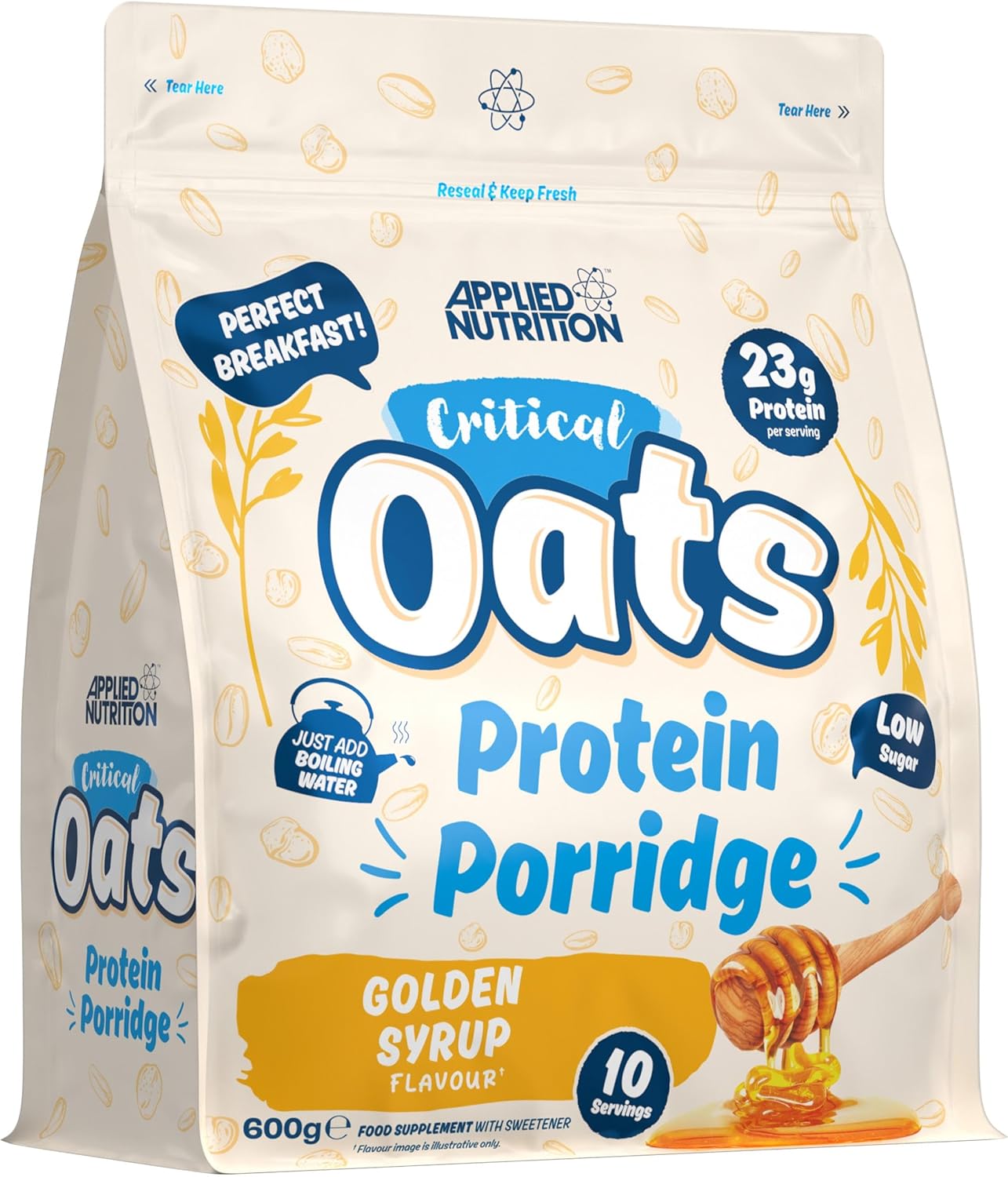 Applied Nutrition Critical Oats Advanced Protein Porridge - Whey Protein Powder Blend with Wholegrain Oats & ISO-XP Protein Isolate, Amino Acids, Easy Mix (600g - 10 Servings) (Golden Syrup)