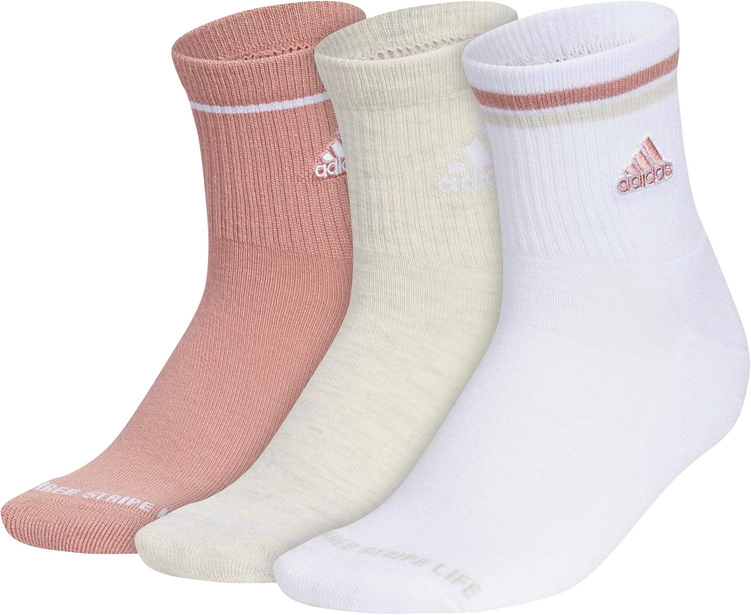 adidas Women's Cushioned Sport High Quarter Socks (3-Pair) Above The Ankle Height with Arch Compression for a Secure Fit