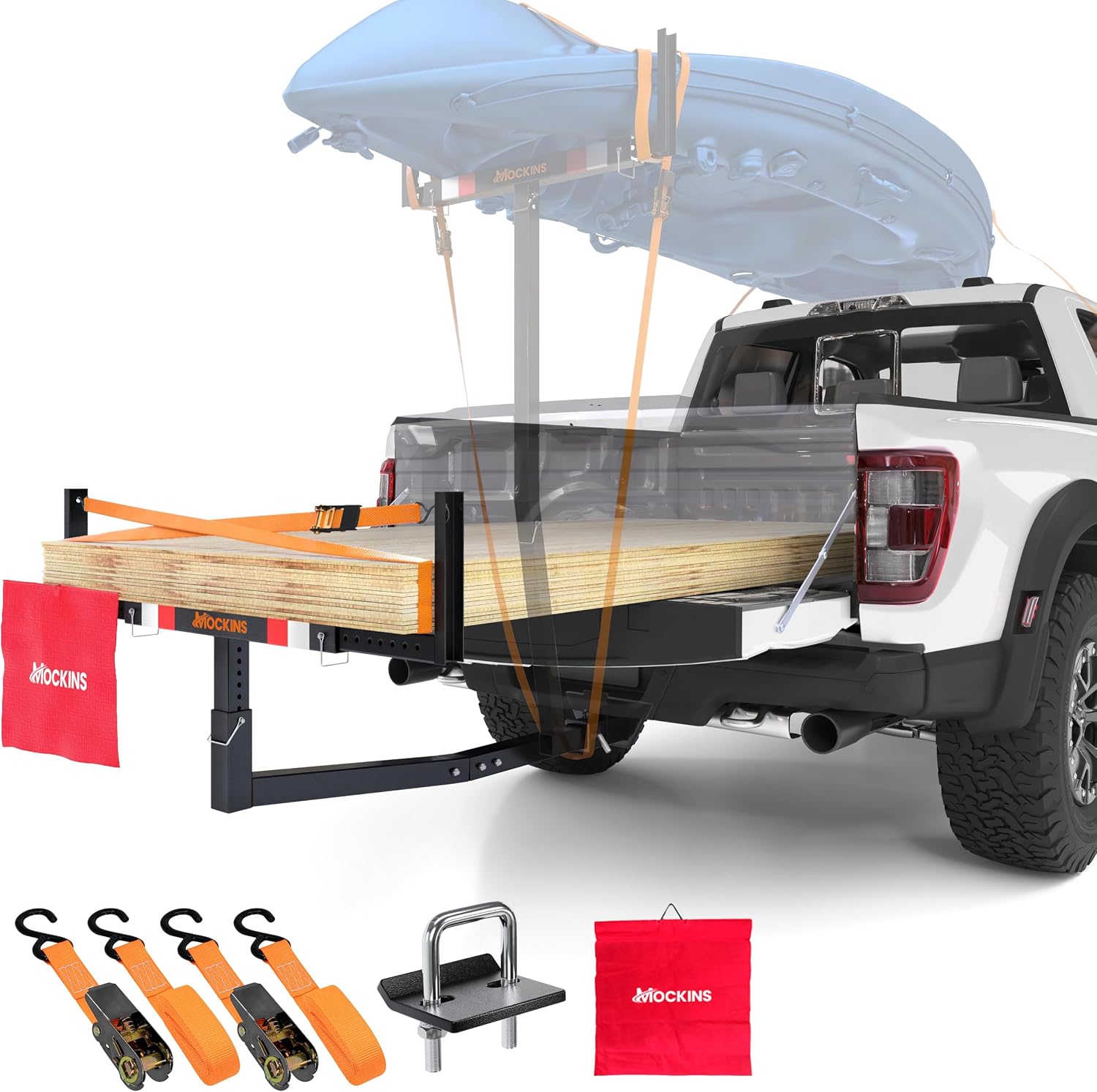Mockins 2-in-1 All-Weather 750 Lbs Capacity Truck Bed Extender Hitch Mount