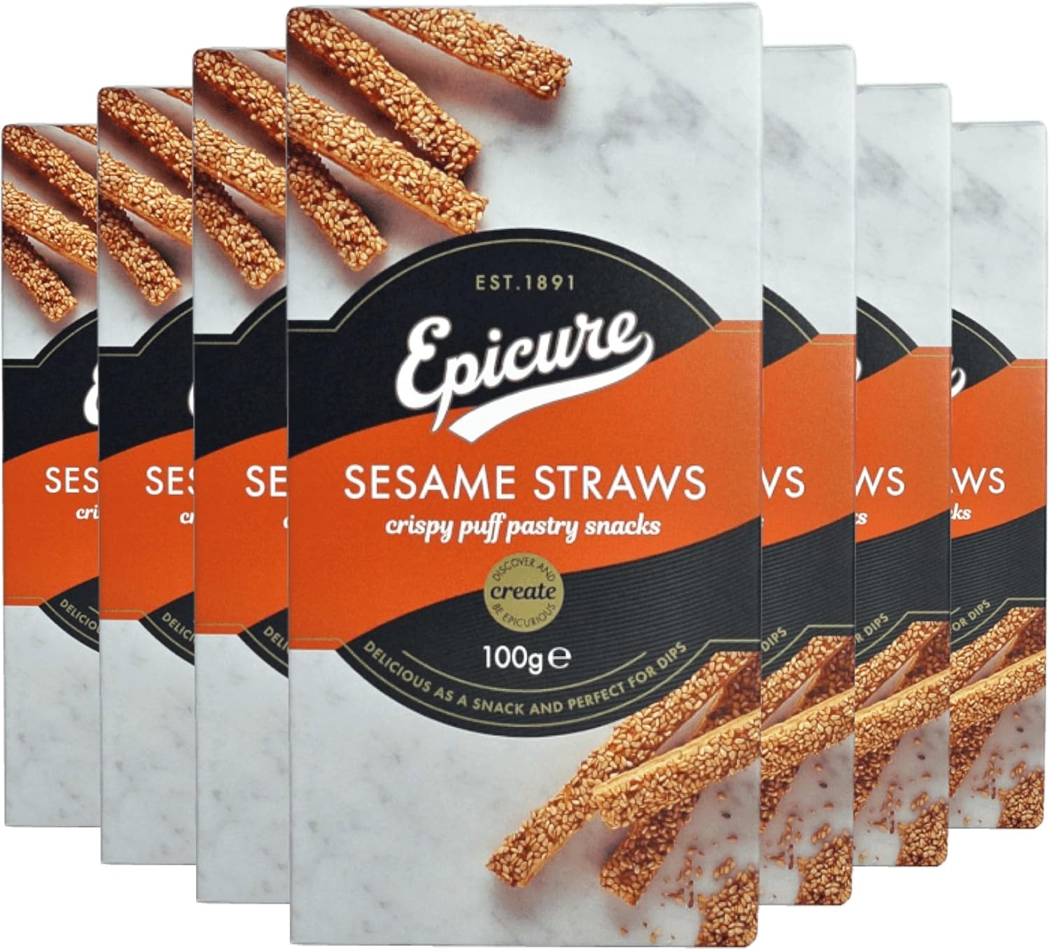 Epicure Sesame Straws, Crispy Puff Pastry Snacks, 100 g, (Pack of 10)