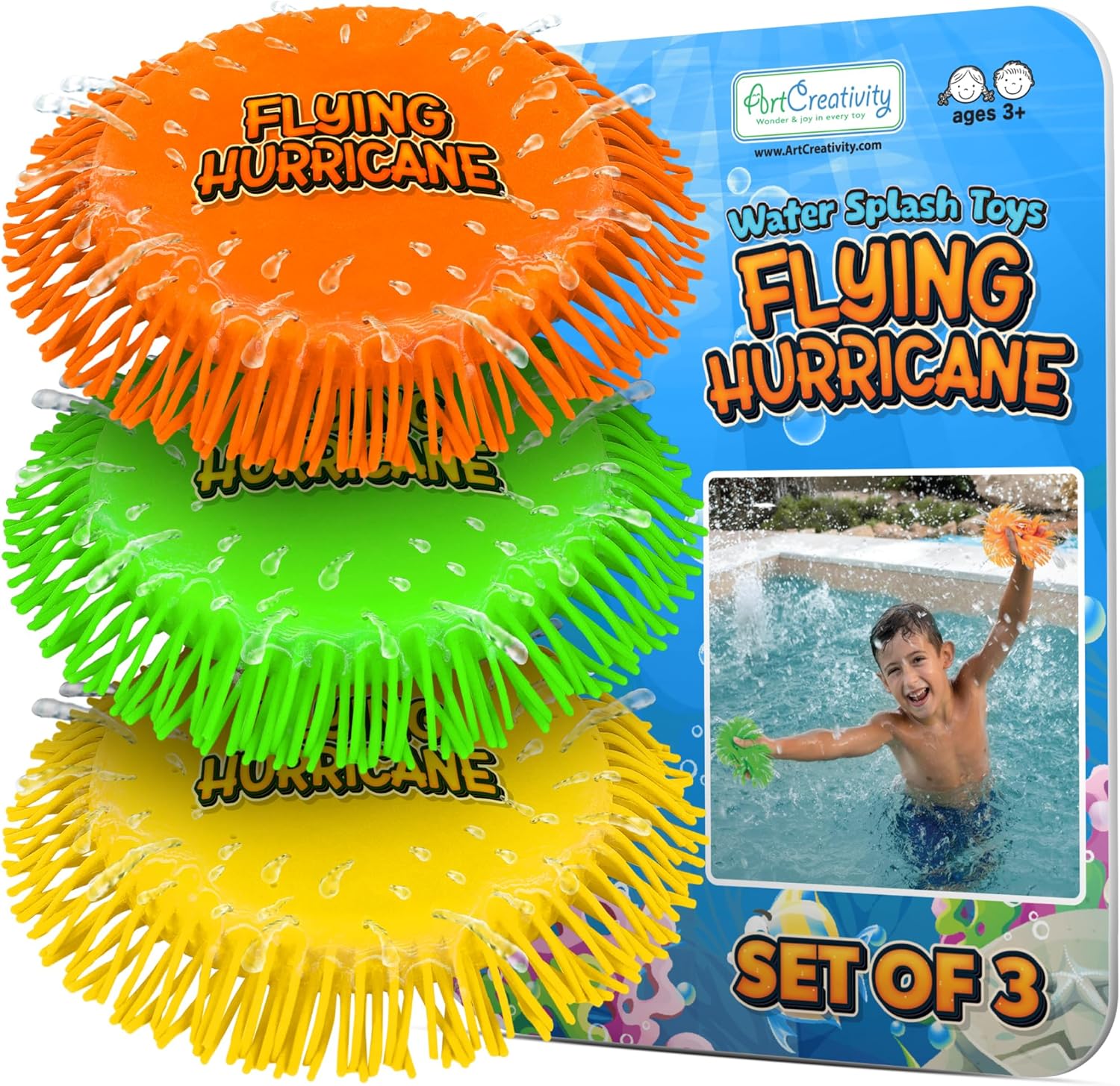 ArtCreativity Soft Water Frisbees for Kids, Soft Sports Discs (3 Pack), Beach Water Toys & Swimming Pool Toys for Kids, Backyard Fun Toy & Outdoor Summer Games, Birthday Gifts for Boys & Girls