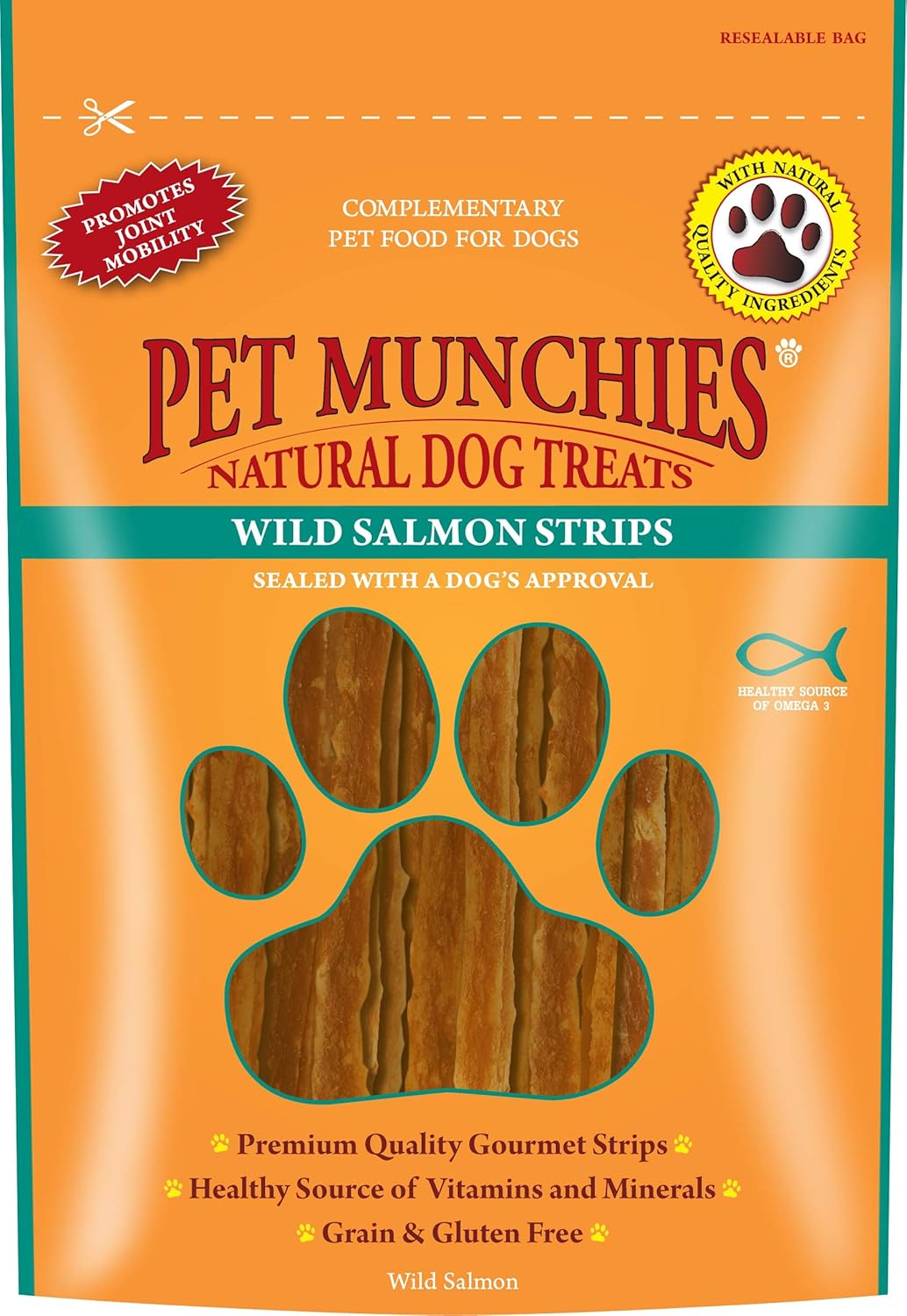 Pet Munchies Wild Salmon Strips Dog Treats, Premium Grain Free Dog Chews with Natural Real Meat (Box of 8 pack 80g) 640g