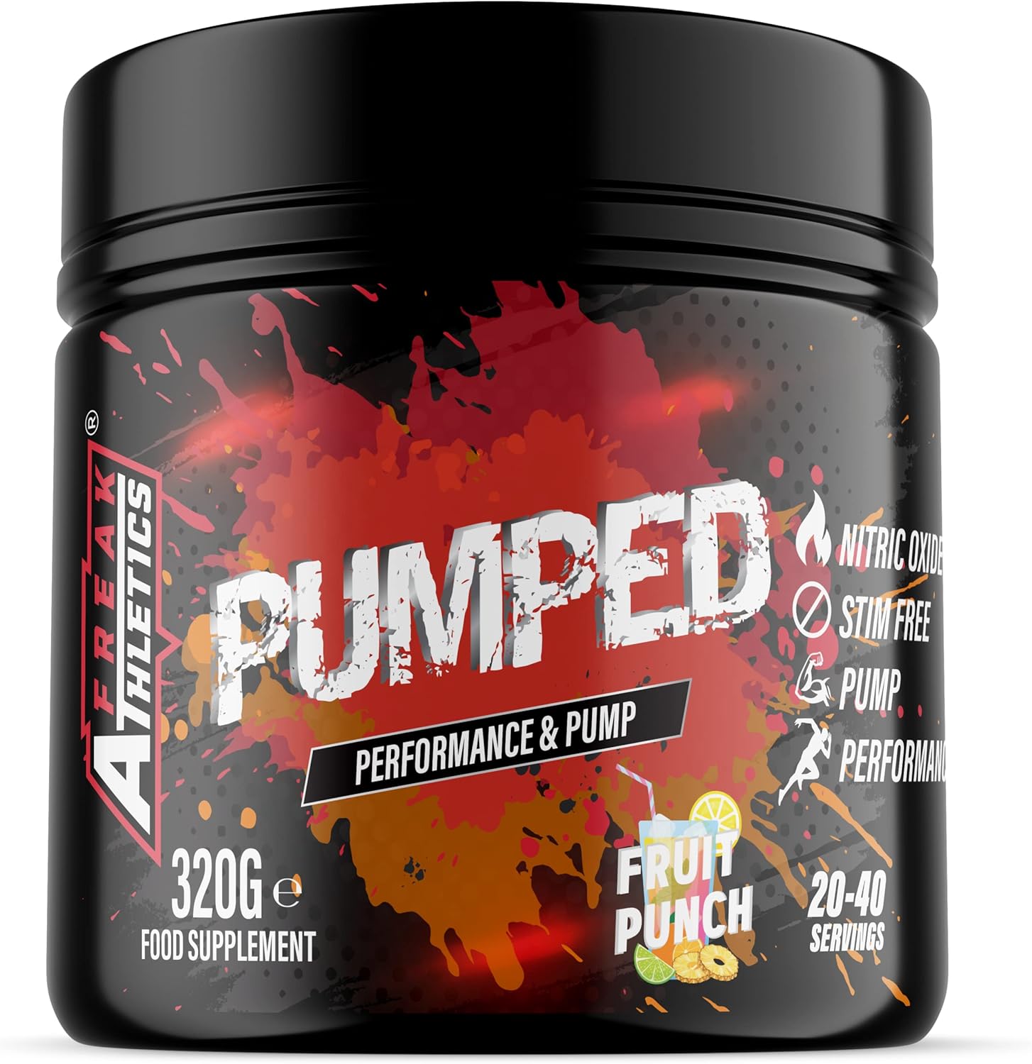 Pumped 'Fruit Punch' Pump Pre Workout by Freak Athletics - Non Stim Pre Workout Powder Stimulant & Caffeine Free