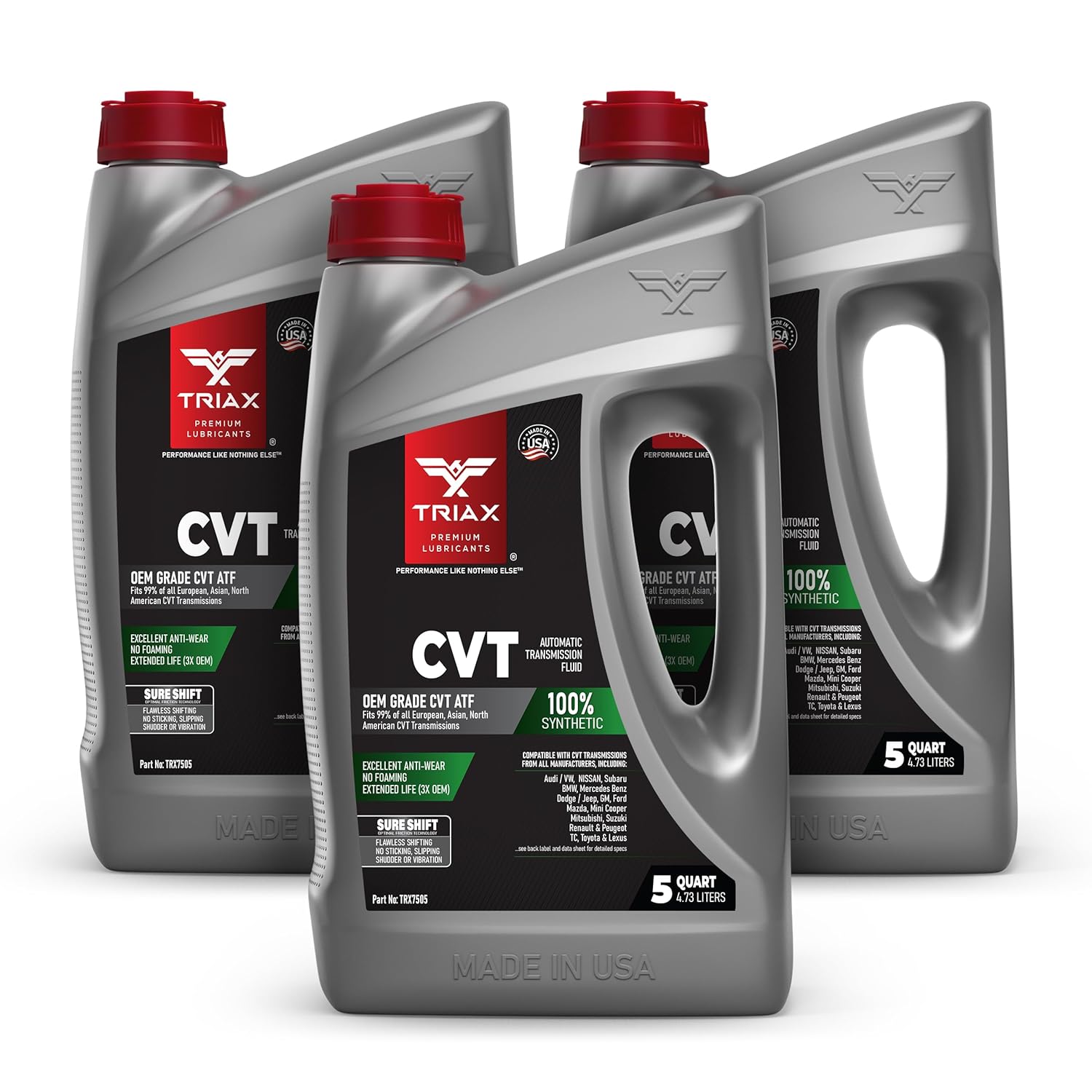 TRIAX CVT ATF OEM Grade Universal Non-Slip CVT Transmission Fluid; Surpasses All OEM Specs (5 Quart Jug - 3 Pack)