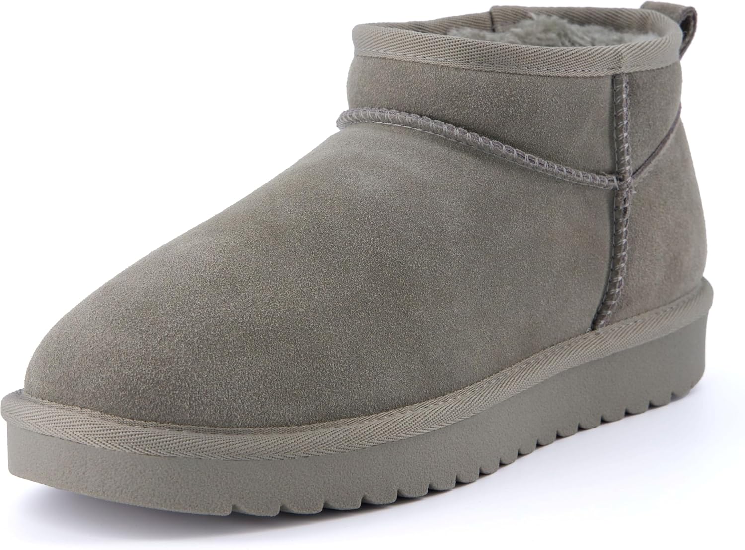 CUSHIONAIRE Women's Hip 2 Genuine Suede Ankle Snow Boots - Pull-On with Cozy Faux Shearling Lining, +Memory Foam