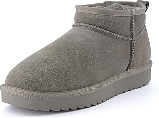 CUSHIONAIRE Women's Hip 2 Genuine Suede Ankle Snow Boots - Pull-On with Cozy Faux Shearling Lining, +Memory Foam