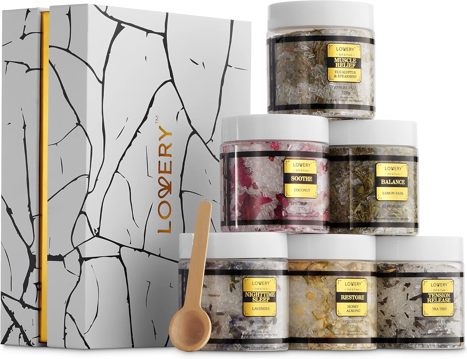 Epsom Bath Salts Gift Set, Relaxing Spa Salt with Essential Oils - Lavender, Eucalyptus Spearmint, Lemon Basil, Coconut, Tea Tree, Honey Almond, Self Care Elephant Gifts for Women Who Have Everything