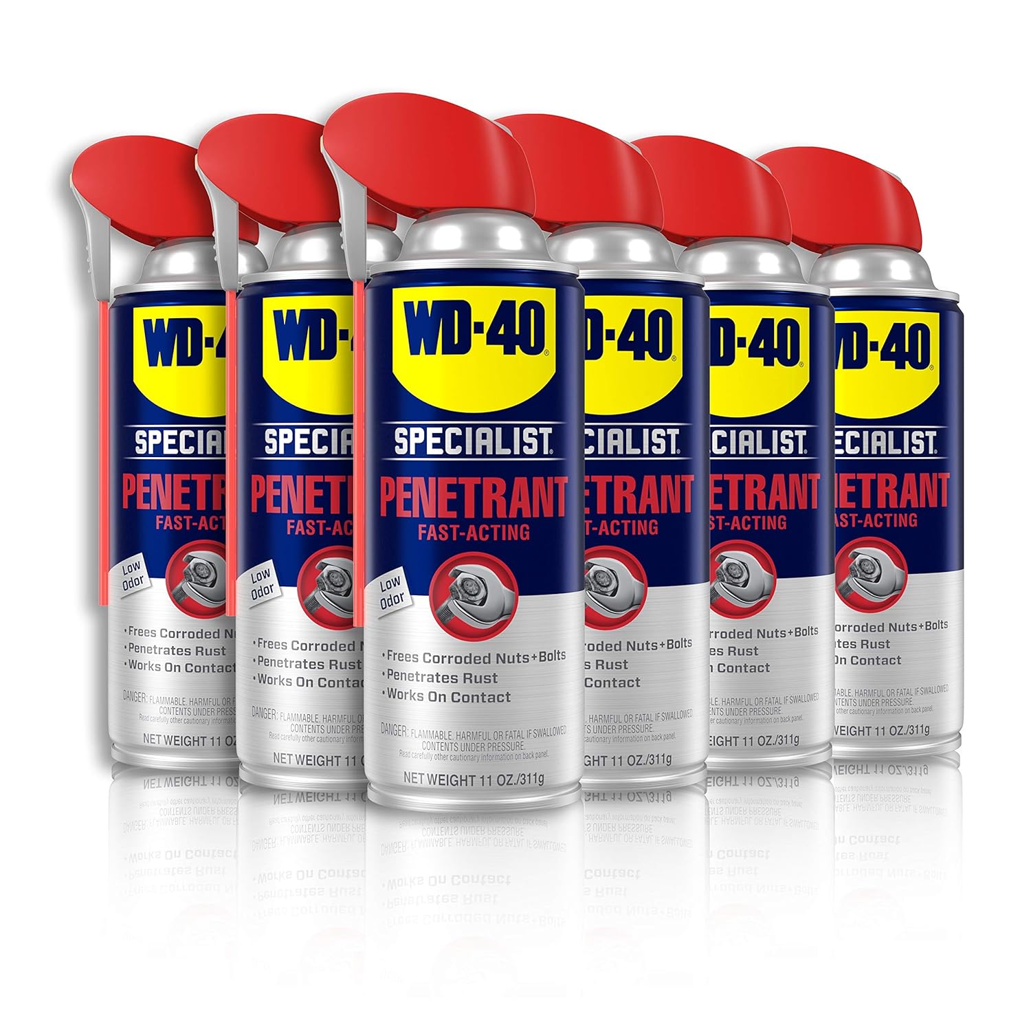 WD-40 Specialist 6-Pack Penetrant with SMART STRAW SPRAYS 2 WAYS, 11 OZ - Industrial Machine Lubricant - Prevent Corrosion - 0.98 pounds