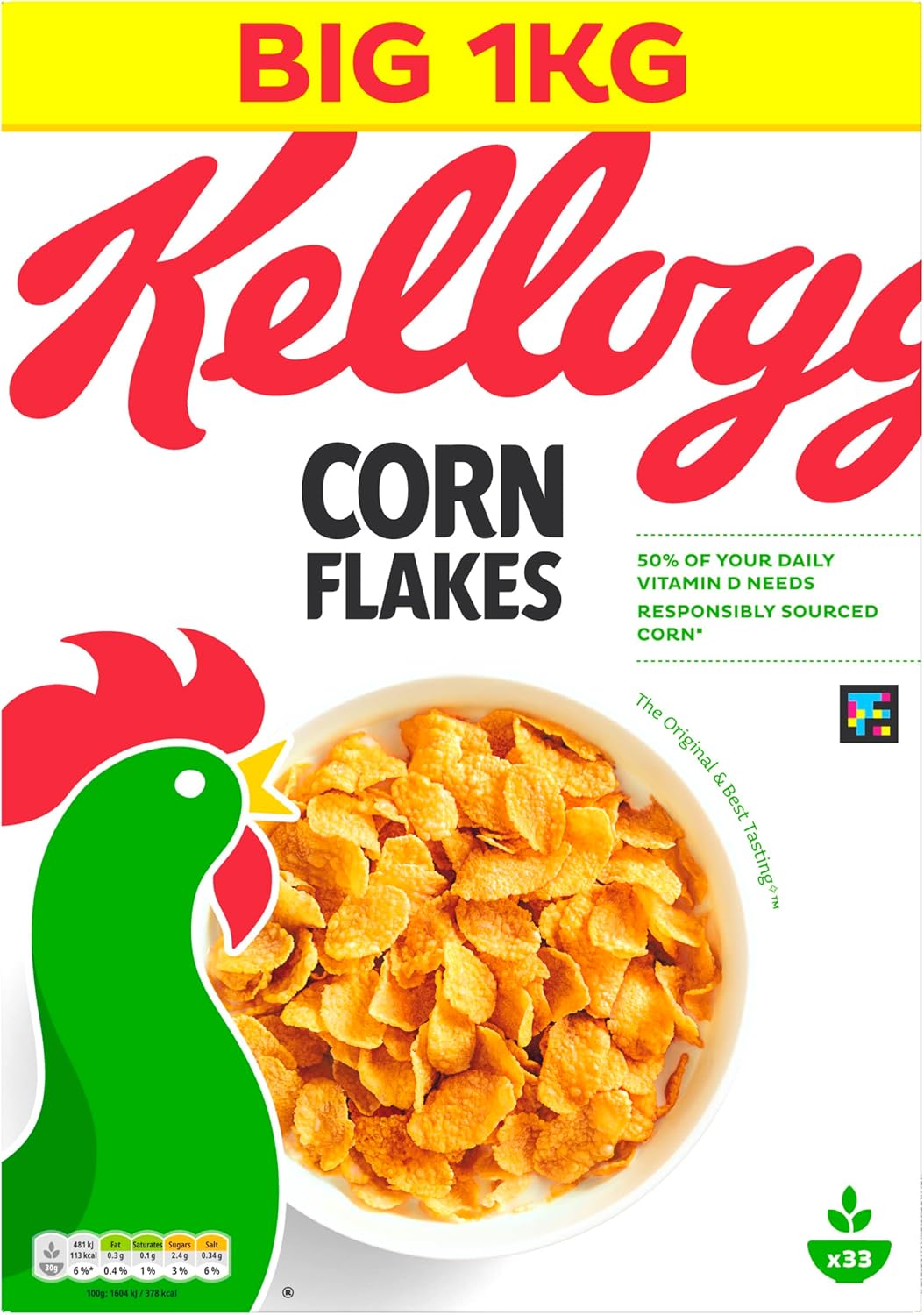 Kellogg's Corn Flakes Breakfast Cereal, 1kg