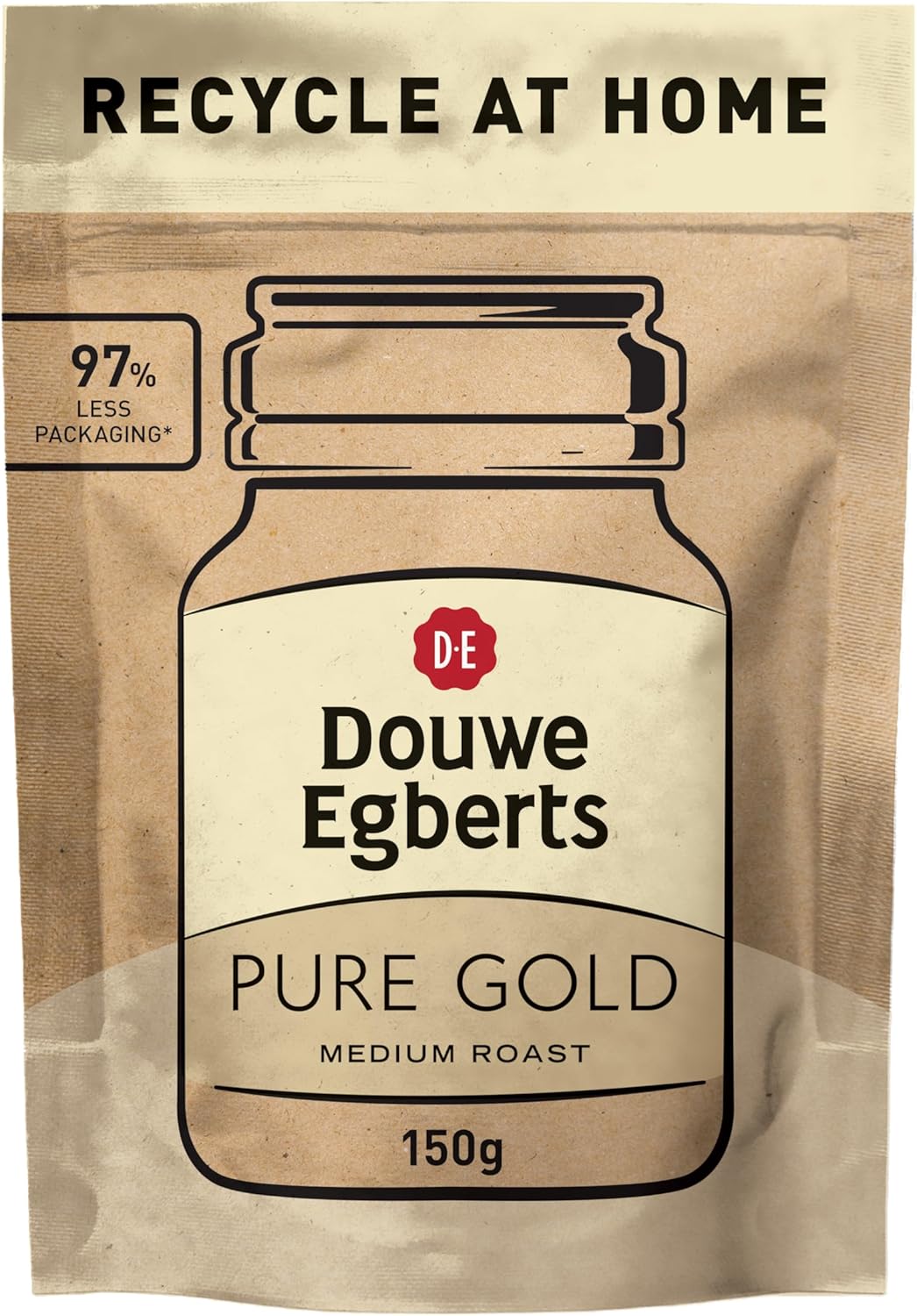 Douwe Egberts Pure Gold Instant Coffee Refill 150G (Pack of 5, Total 750G)