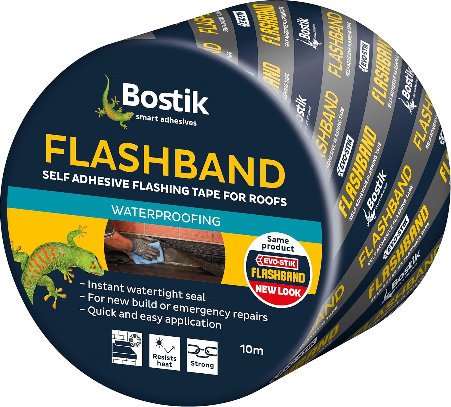 Bostik Flashband Self Adhesive Flashing Tape for Roofs, Provides an Instant Watertight Seal, Colour: Grey, 150mm x 10m