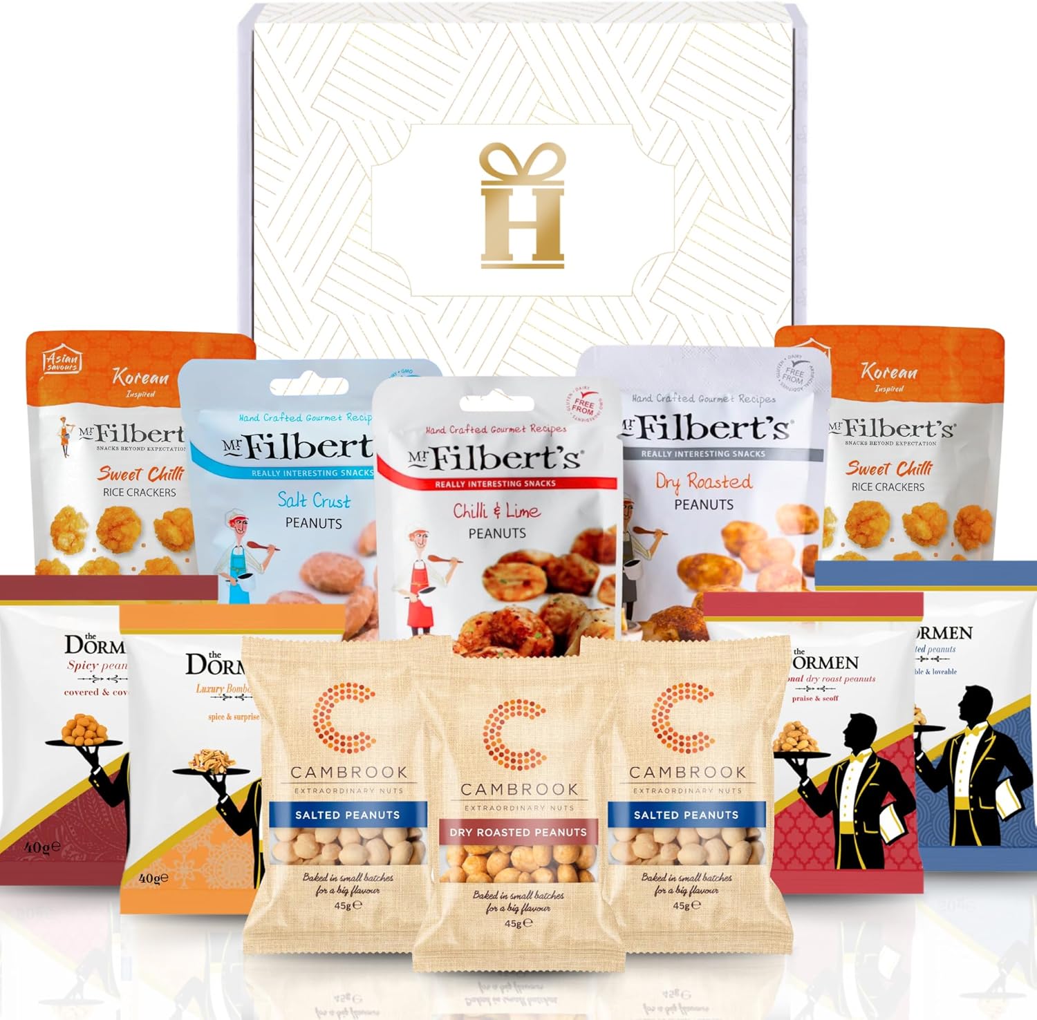 Hattie's Gifts Nuts Hamper - Premium Mixed Nuts Snack Hamper - Peanut Variety Savoury Snack for Men & Women - Bar and Pub Snacks, Movie Night Gourmet Food Gift Box