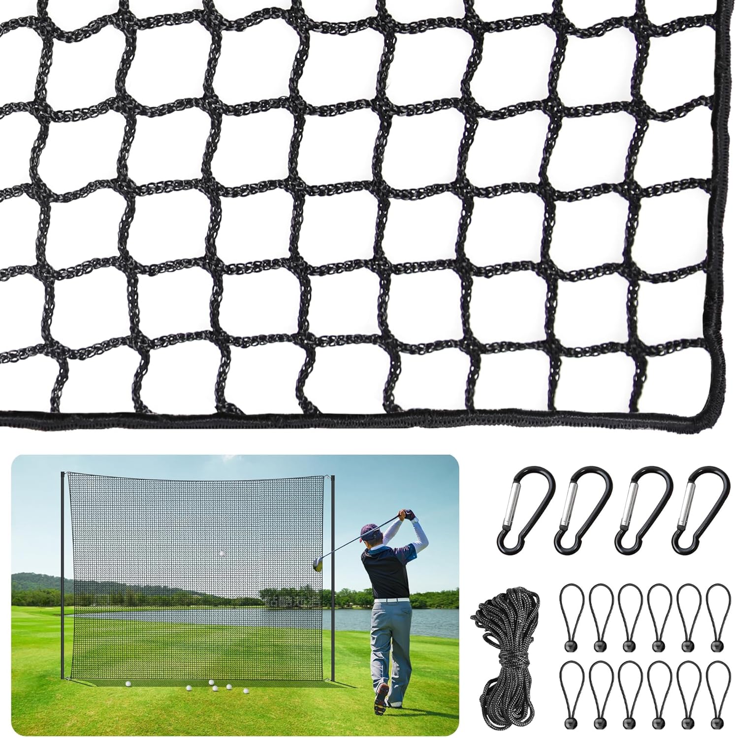 ORIENTOOLS Golf Hitting Practice Net - 10ft x10ft/10ft x15ft, Adjustable Protective Polyester Net for Indoor/Outdoor Training