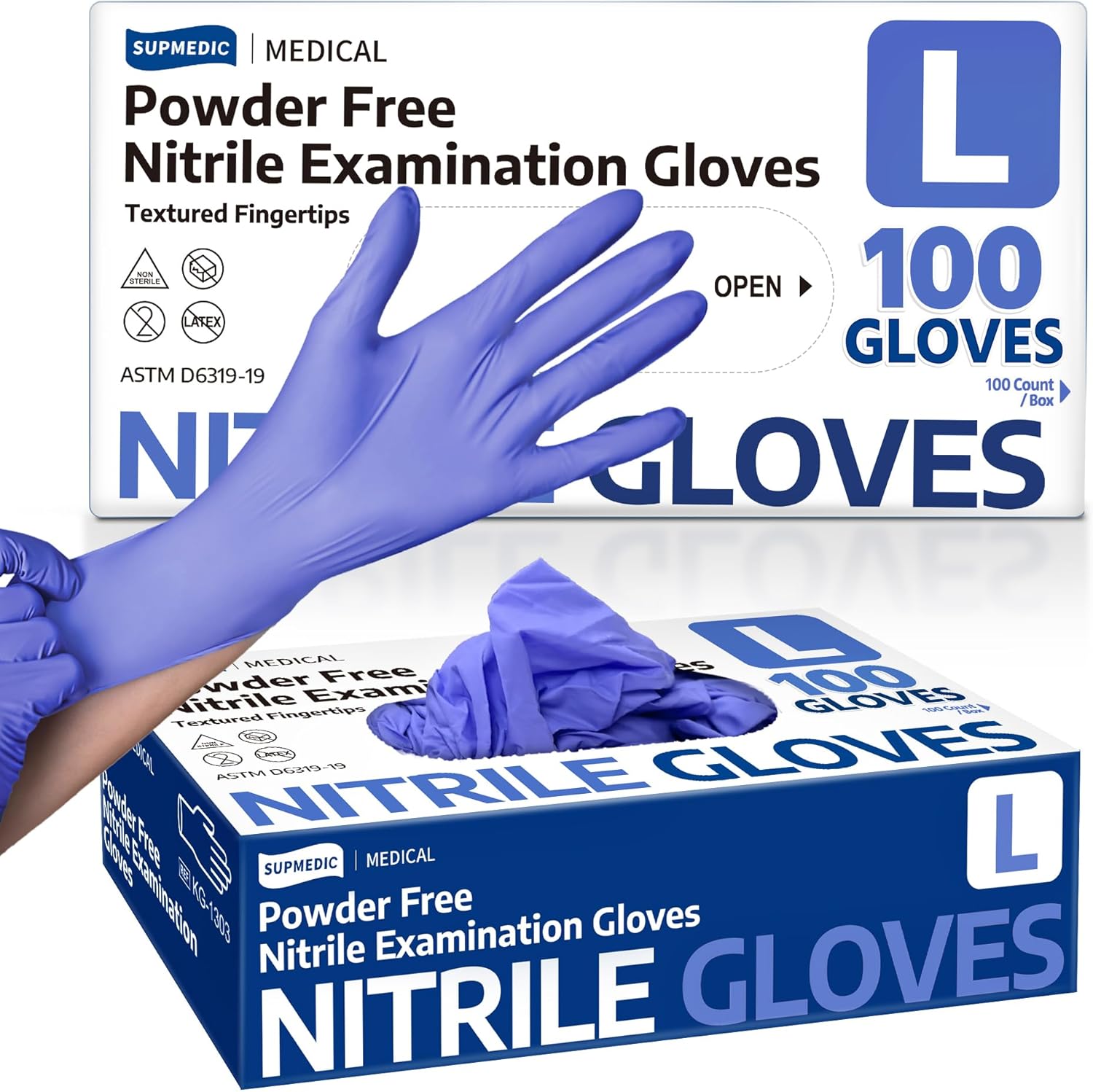 Medical Soft Max™ Nitrile Exam Gloves, 100 Pcs Powder-Free Latex-Free Food Safe Clean Disposable Glove, Blue Iris